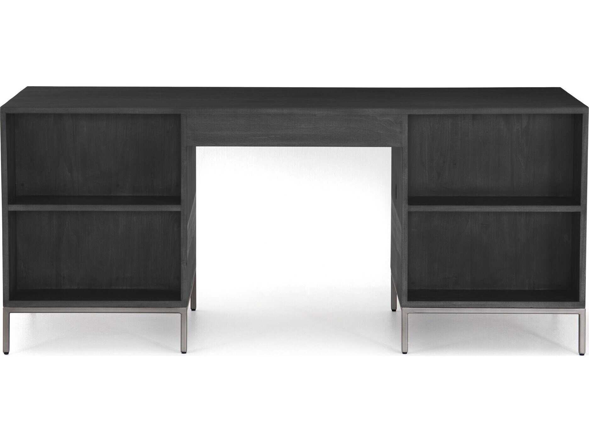 Four Hands Fulton Trey Black Poplar Wood Executive Desk