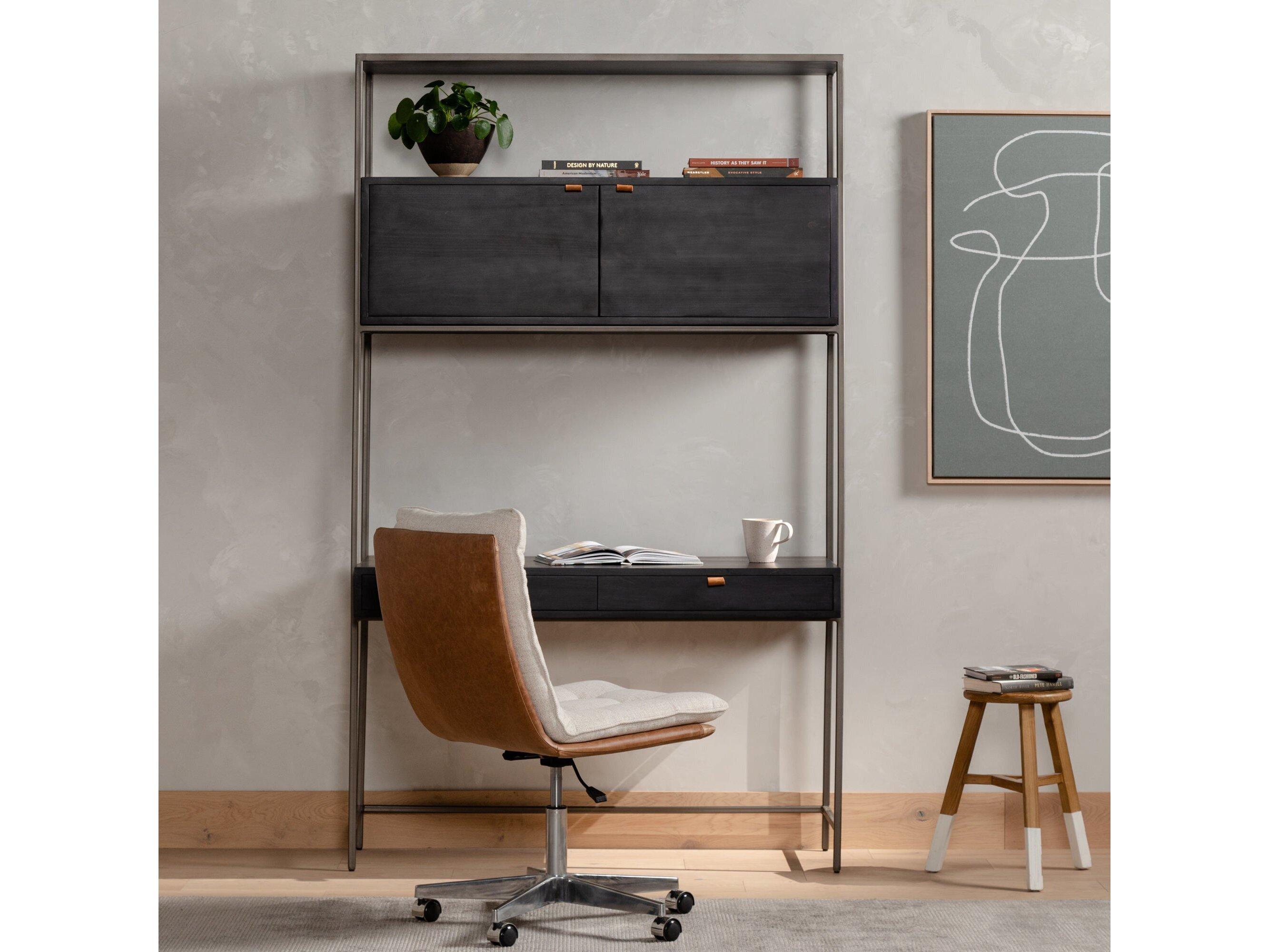 Four Hands Fulton Trey Black Poplar Wood Leaning Ladder Desk