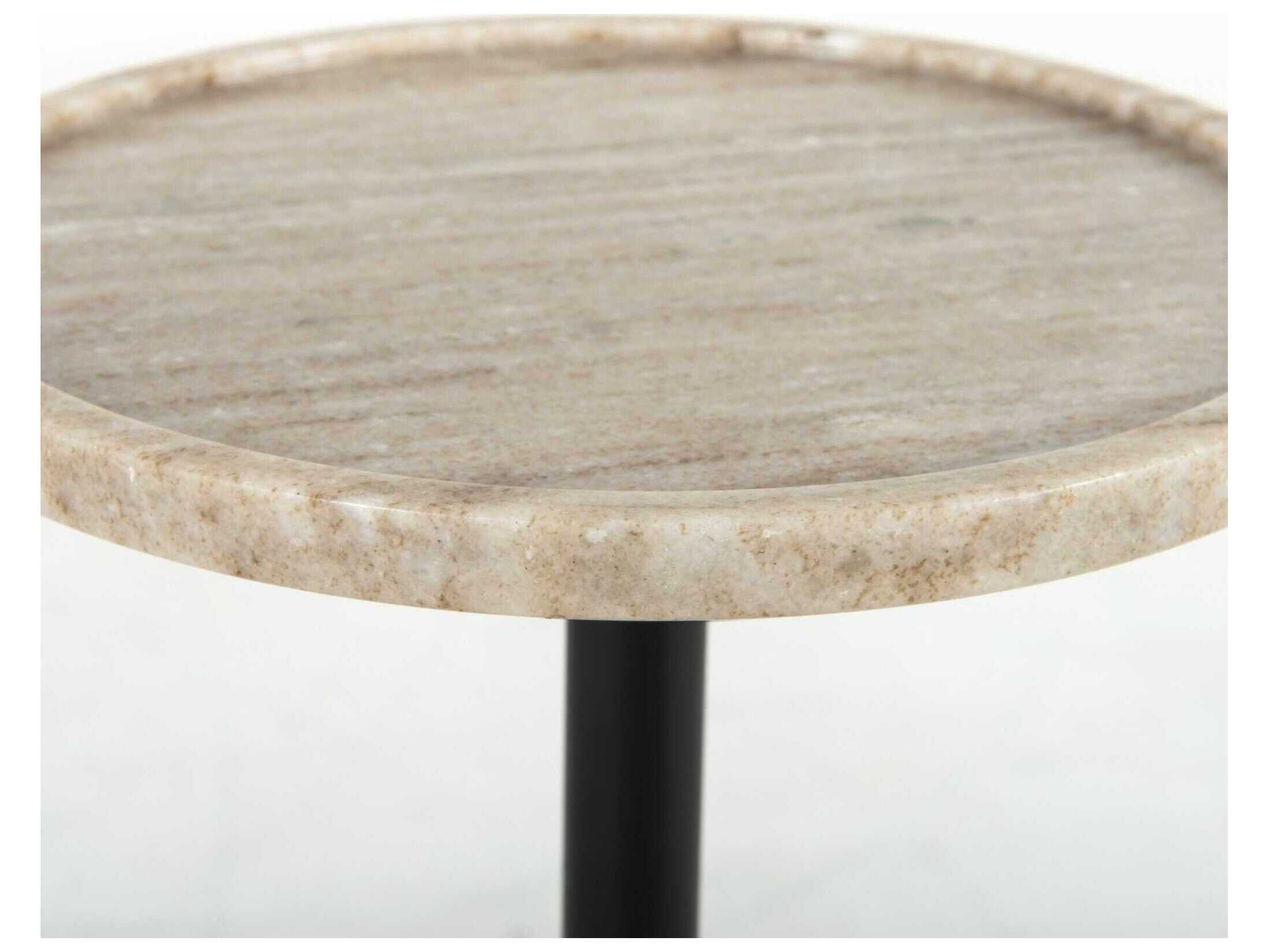 Four Hands Rockwell Viola Antique White Marble Accent Table