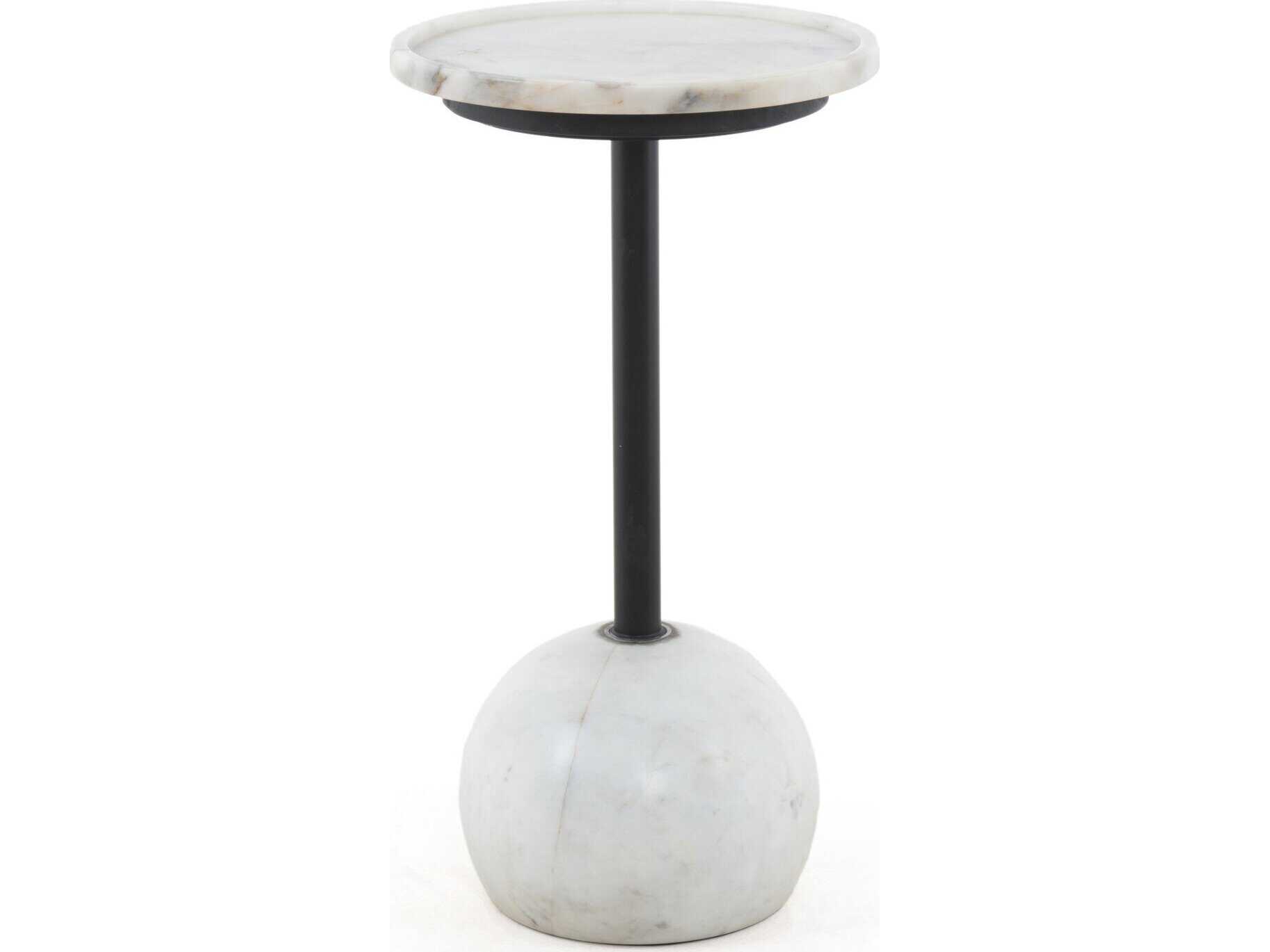 Four Hands Rockwell Viola Polished White Marble Accent Table