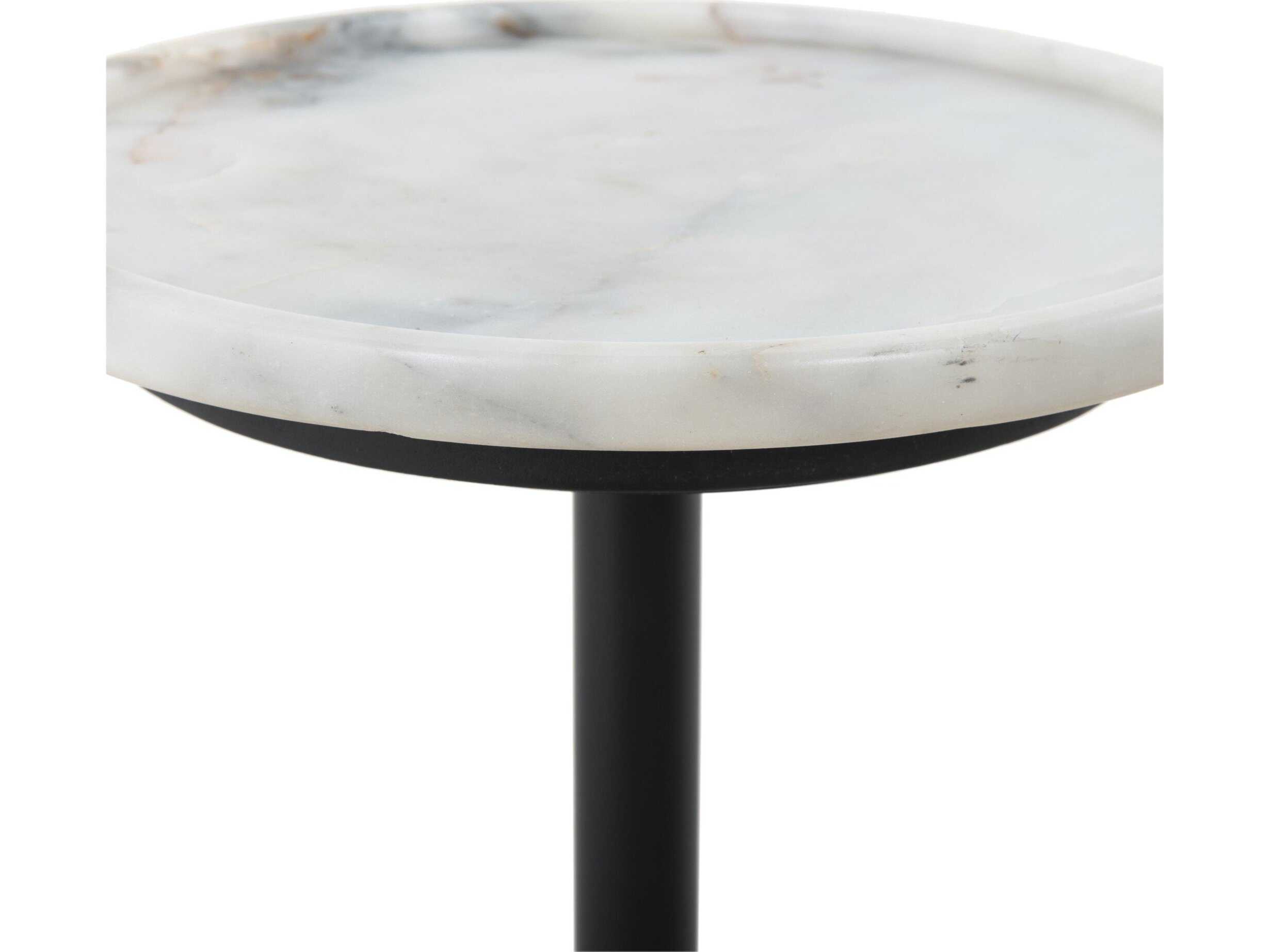 Four Hands Rockwell Viola Polished White Marble Accent Table
