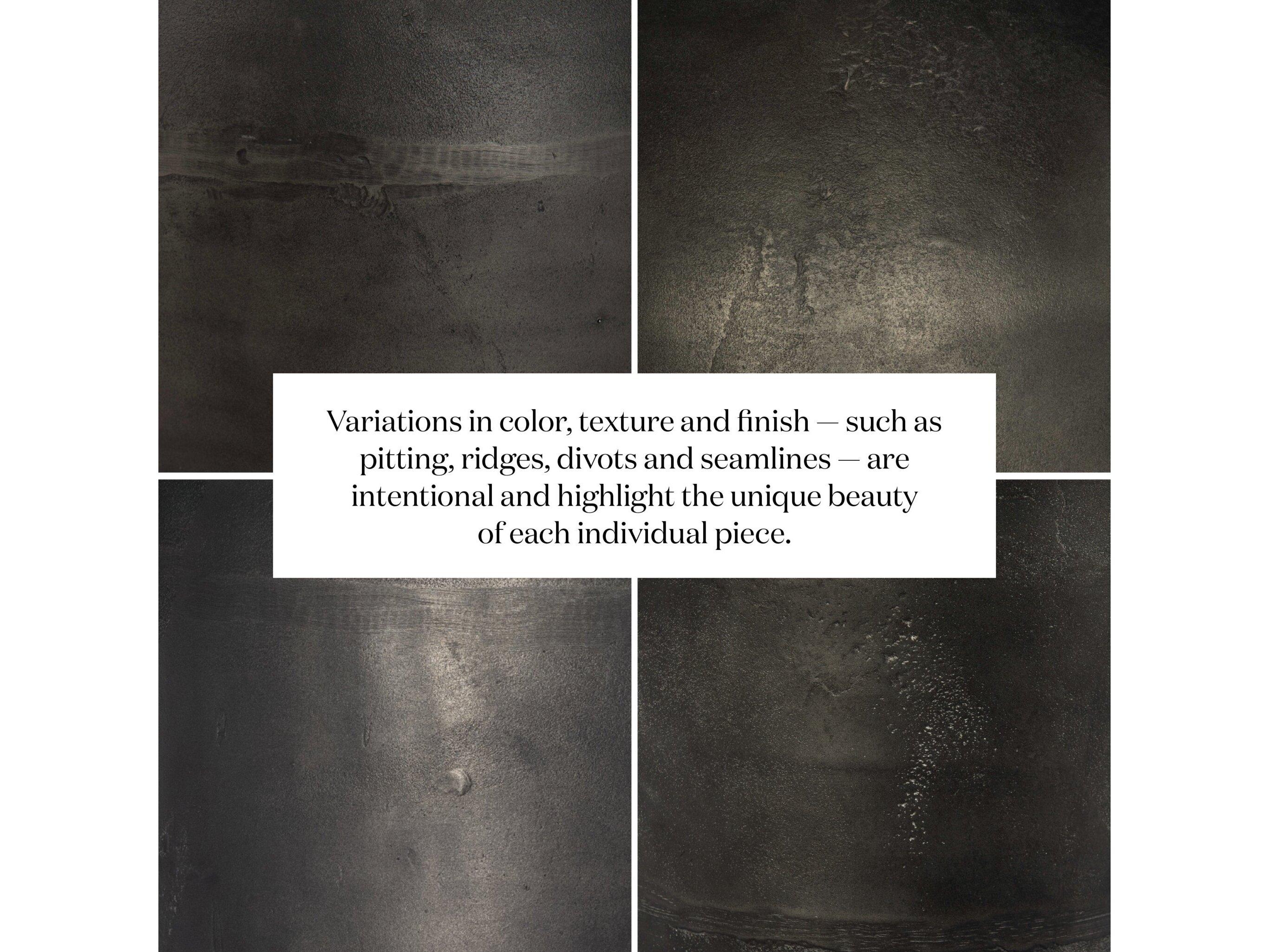 Four Hands Marlow Corbett Round Creamy Taupe Marble Hammered Grey Coffee Table