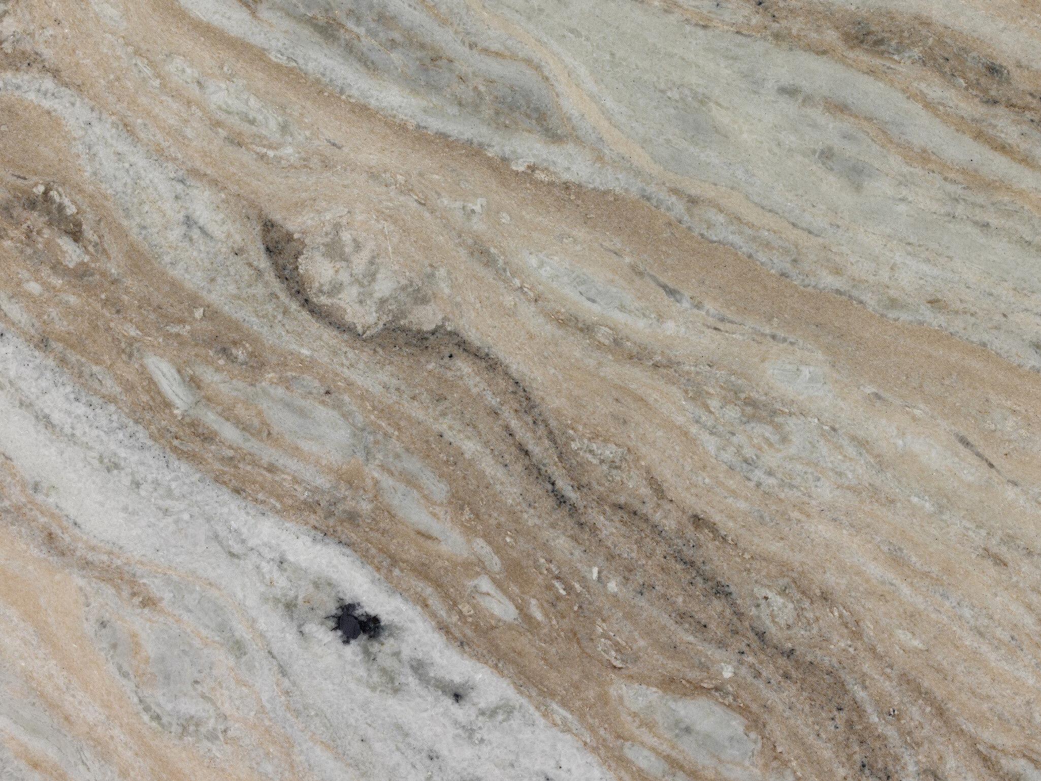 Four Hands Marlow Corbett Creamy Taupe Marble / Textured Matte White Round Coffee Table