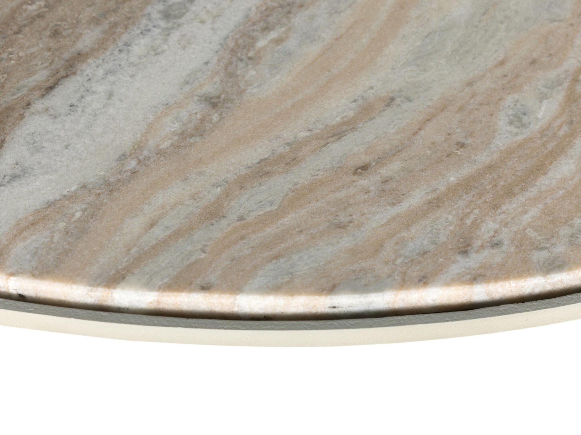 Four Hands Marlow Corbett Creamy Taupe Marble / Textured Matte White Round Coffee Table