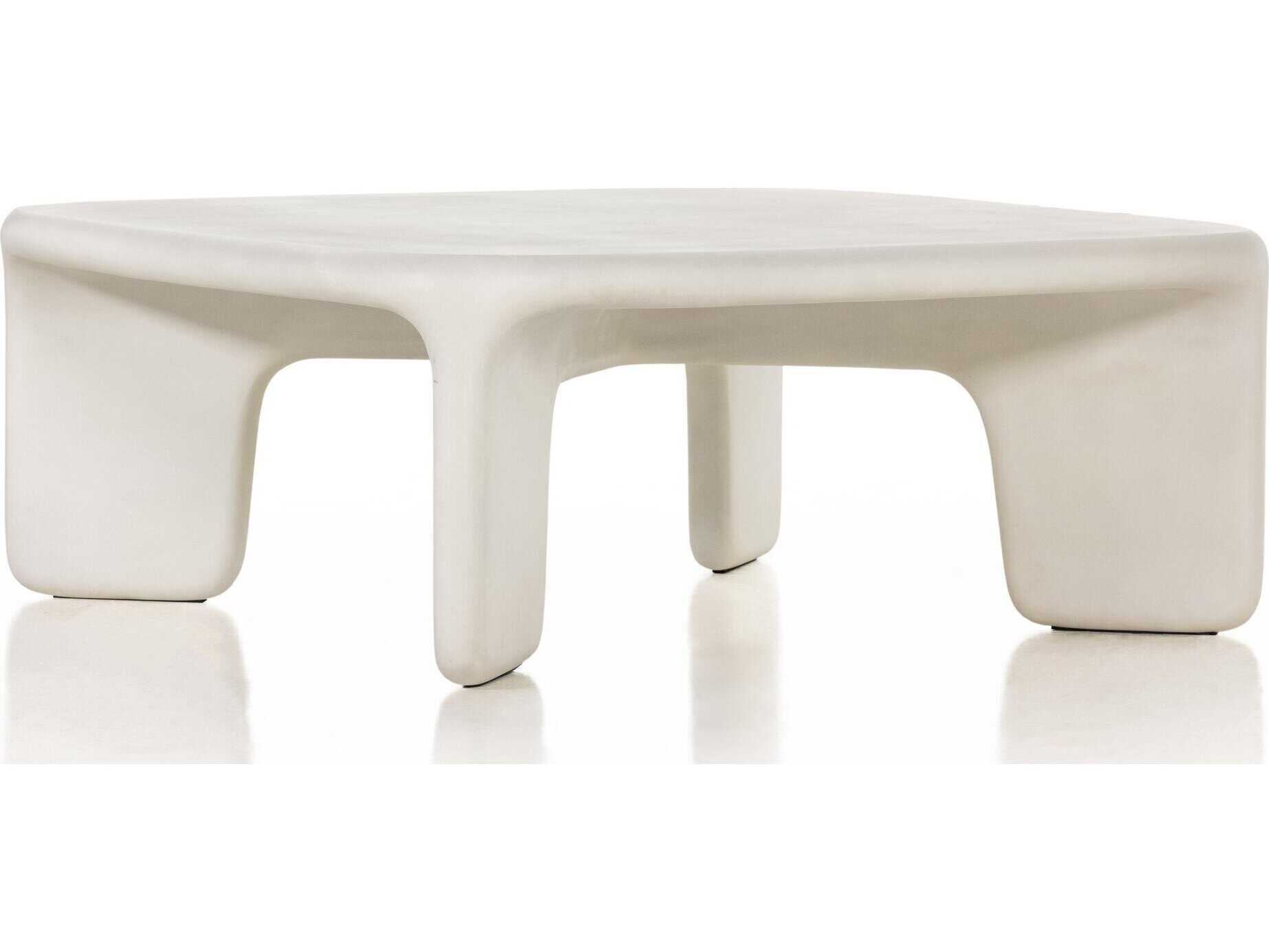 Four Hands Thayer Dante Square White Concrete Coffee Table