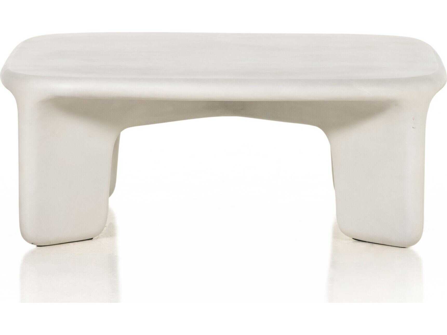 Four Hands Thayer Dante Square White Concrete Coffee Table