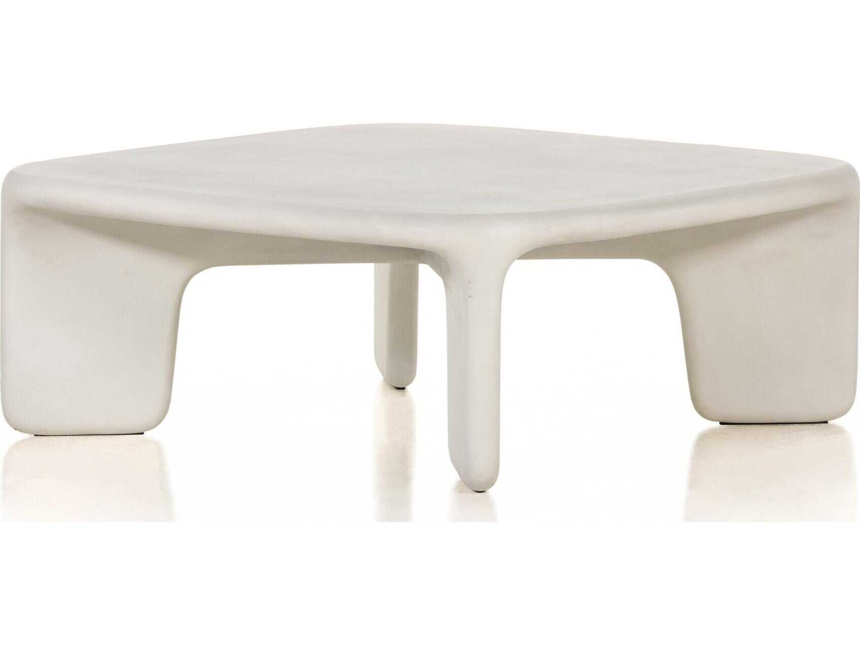 Four Hands Thayer Dante Square White Concrete Coffee Table