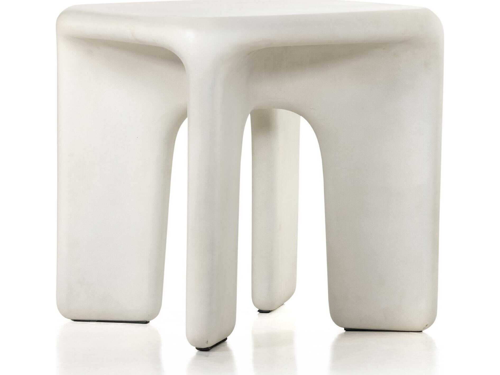Four Hands Thayer Dante Square White Concrete End Table