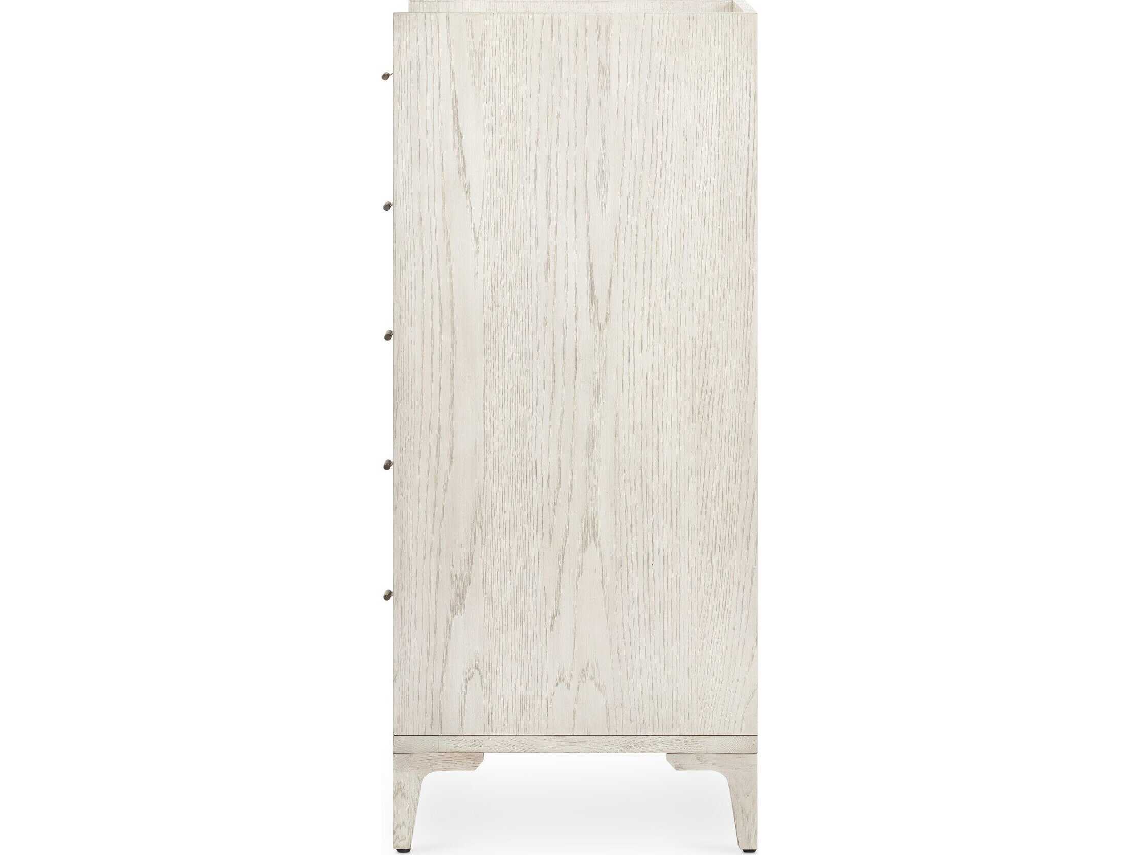 Four Hands Haiden 5-Drawers Vintage White Oak Italian Marble Wood Accent Chest