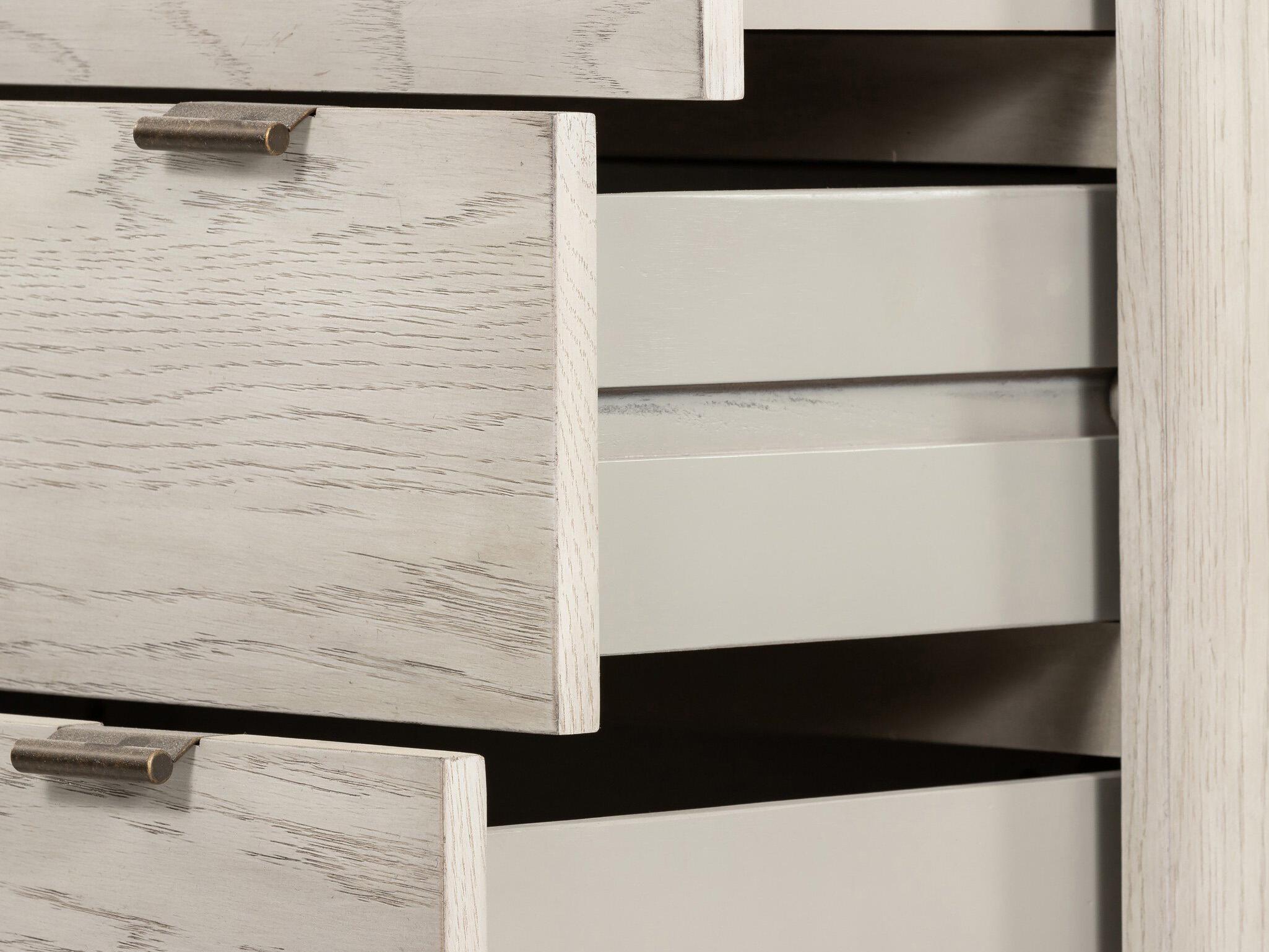 Four Hands Haiden 5-Drawers Vintage White Oak Italian Marble Wood Accent Chest