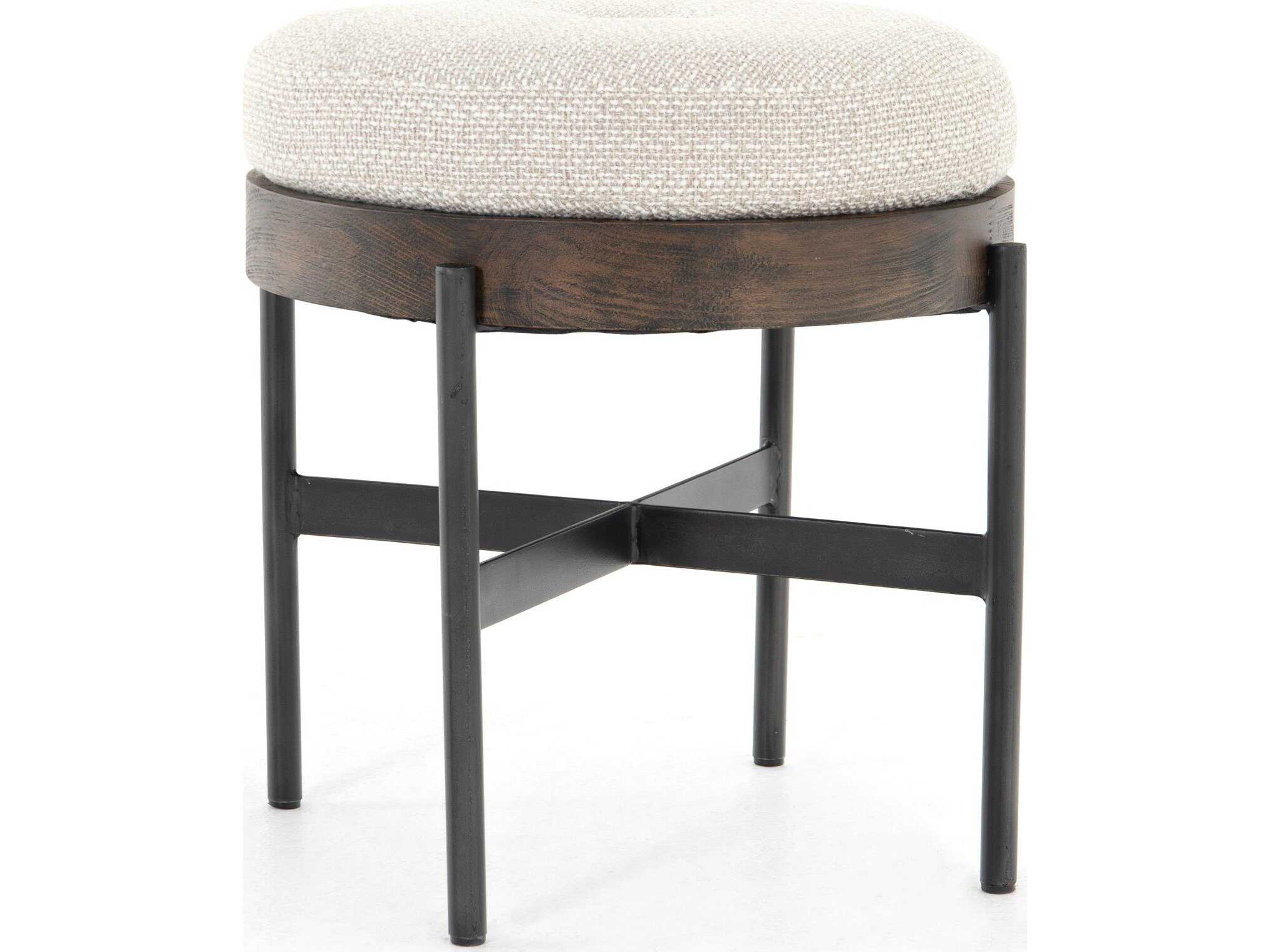 Four Hands Townsend Edwyn Small Vintage Sienna Gibson Wheat Gunmetal Brown Upholstered Ottoman