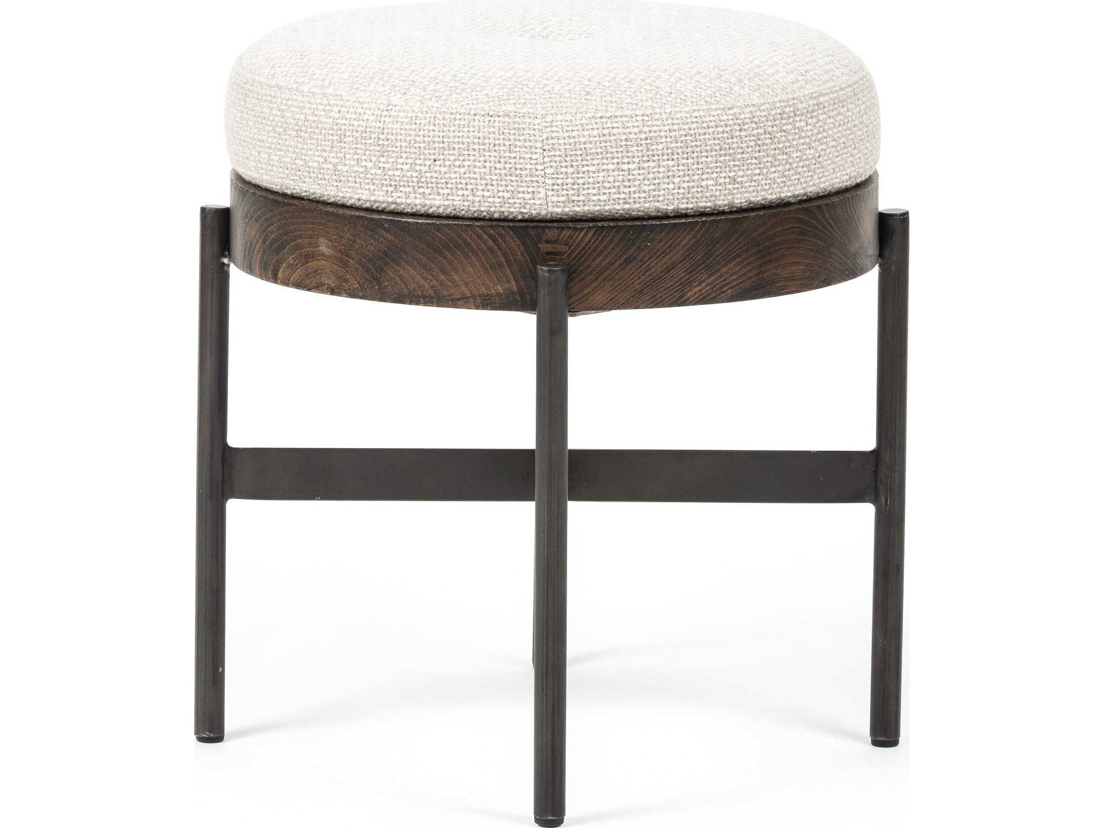 Four Hands Townsend Edwyn Small Vintage Sienna Gibson Wheat Gunmetal Brown Upholstered Ottoman