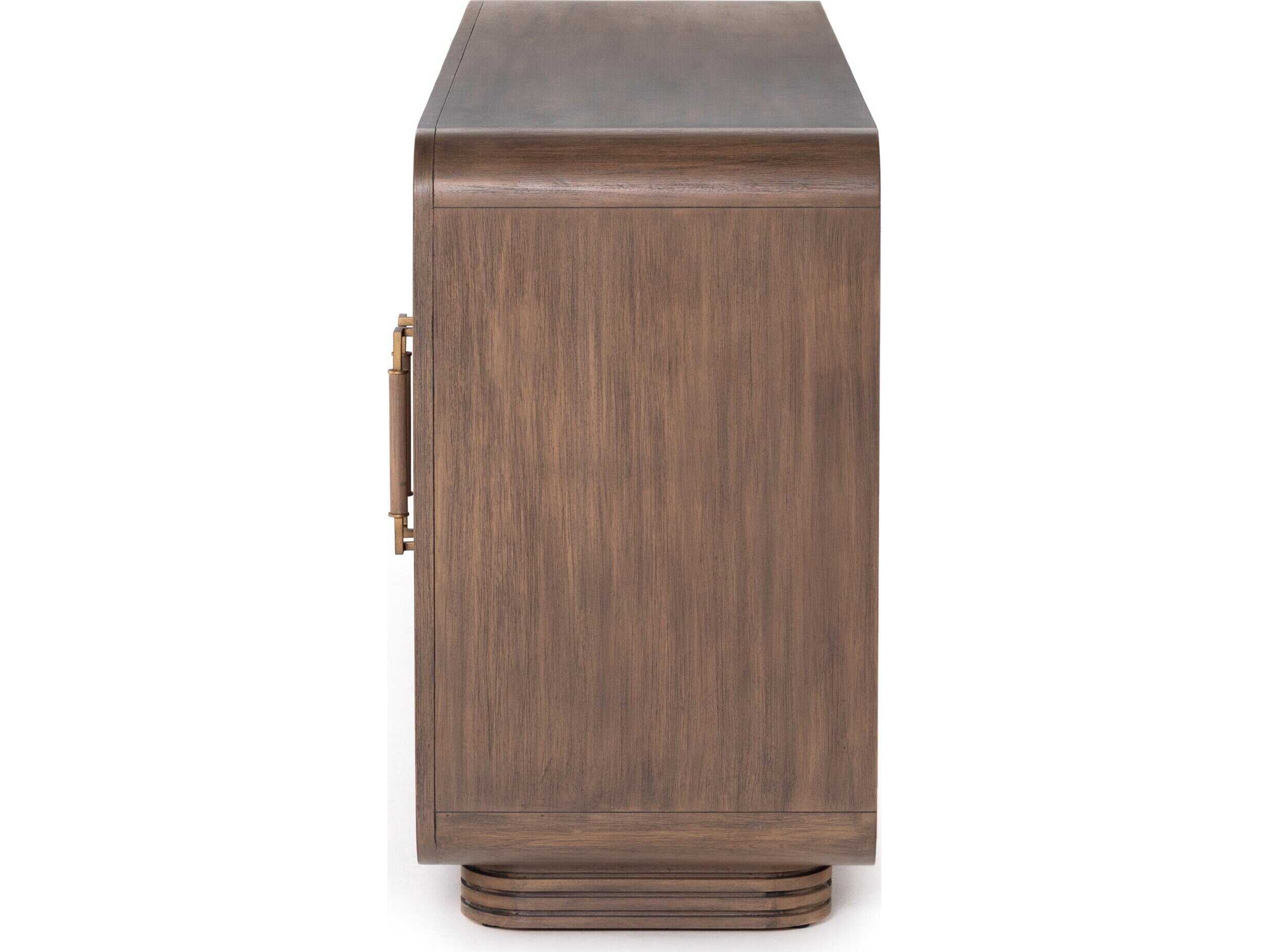 Four Hands Tracey Boyd Stark 65" Mahogany Wood Warm Espresso Veneer Light Antique Brass Sideboard
