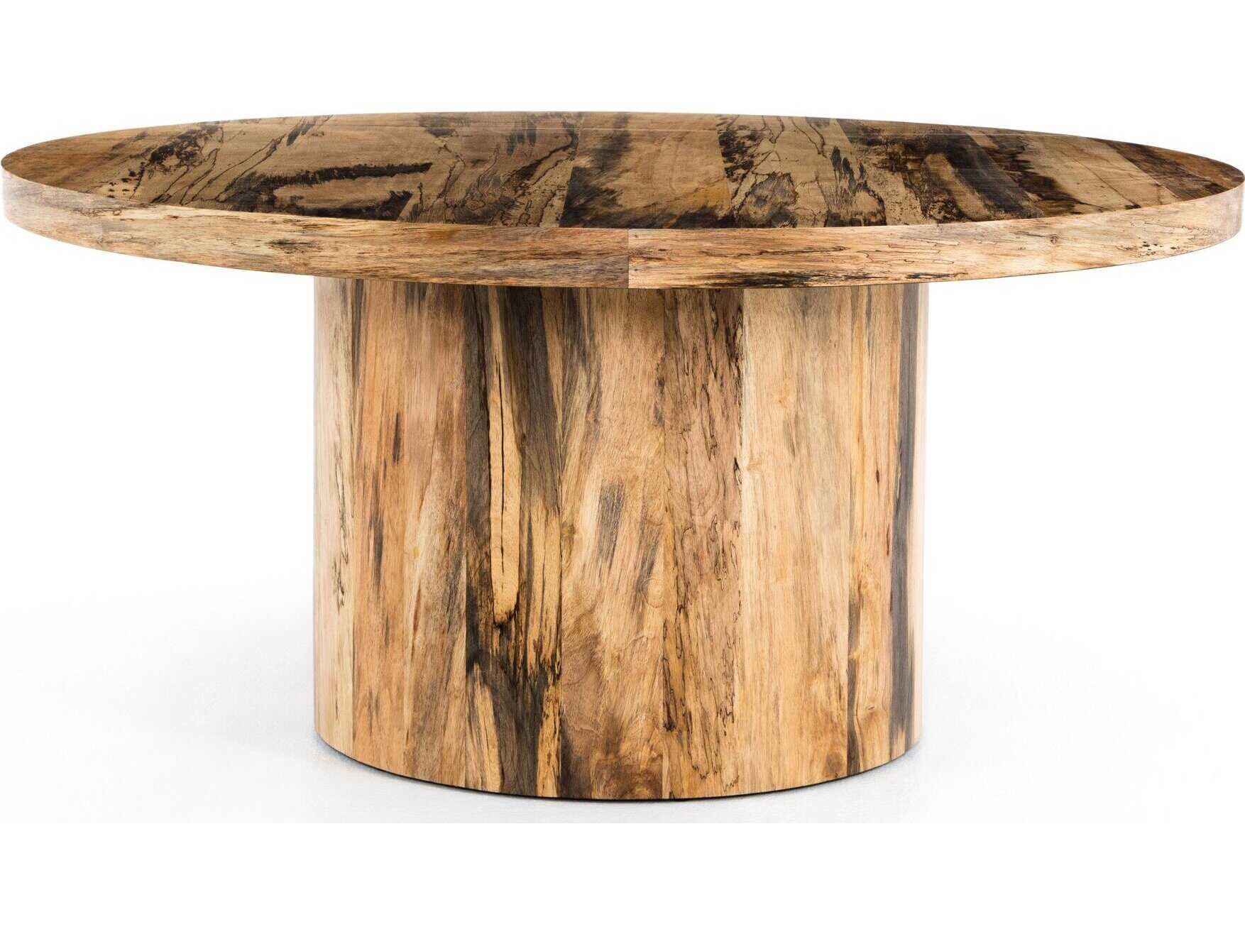 Four Hands Wesson Hudson Round Wood Spalted Primavera Dining Table