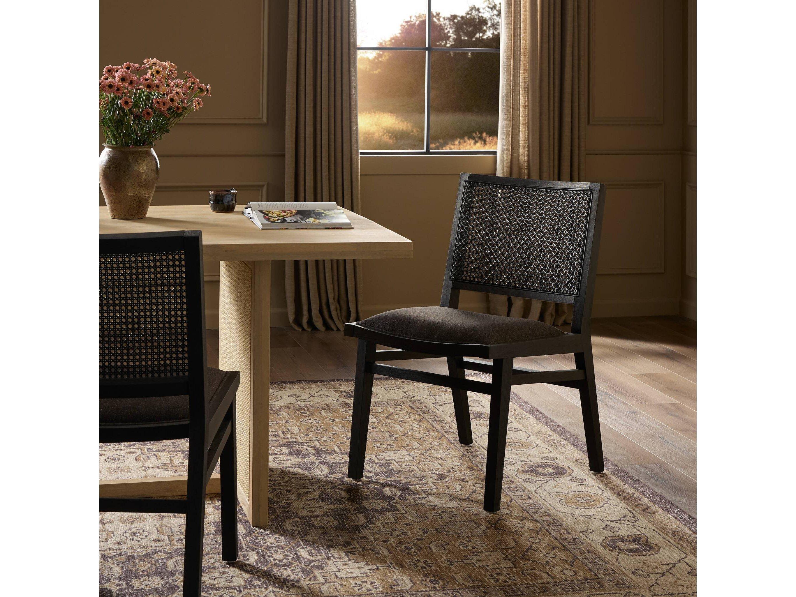 Four Hands Caswell Sage Antwerp Noir Upholstered Beech Wood Dining Chair