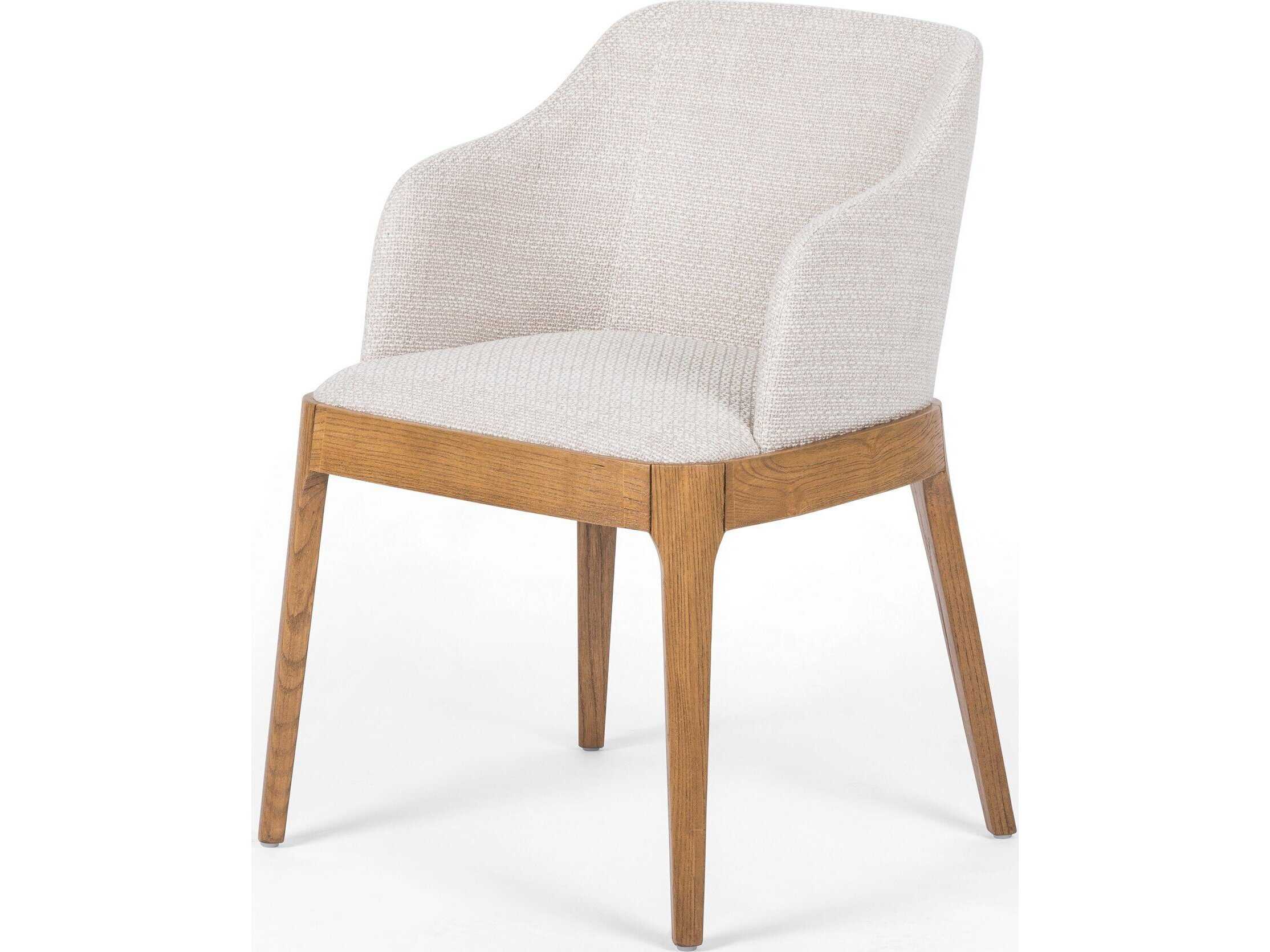 Four Hands Townsend Bryce Solid Wood Beige Upholstered Arm Dining Chair