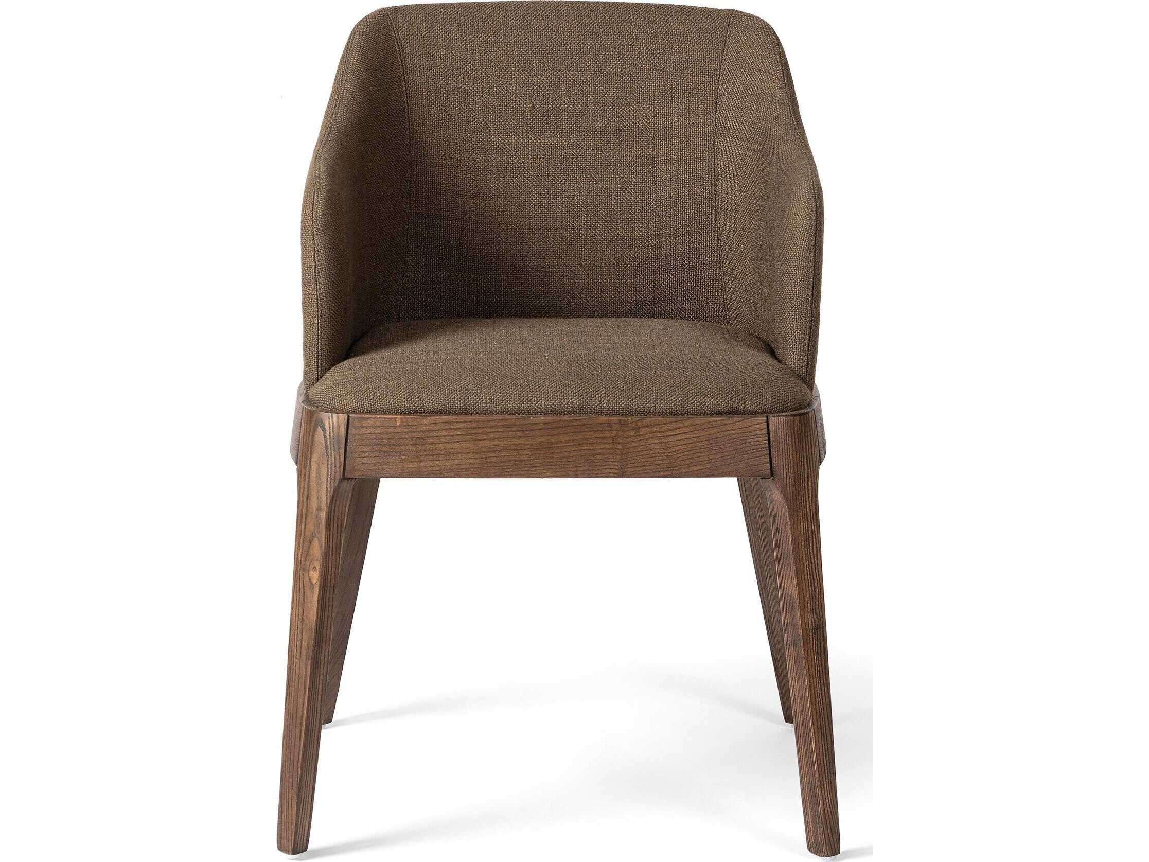 Four Hands Townsend Bryce Solid Wood Brown Upholstered Arm Dining Chair