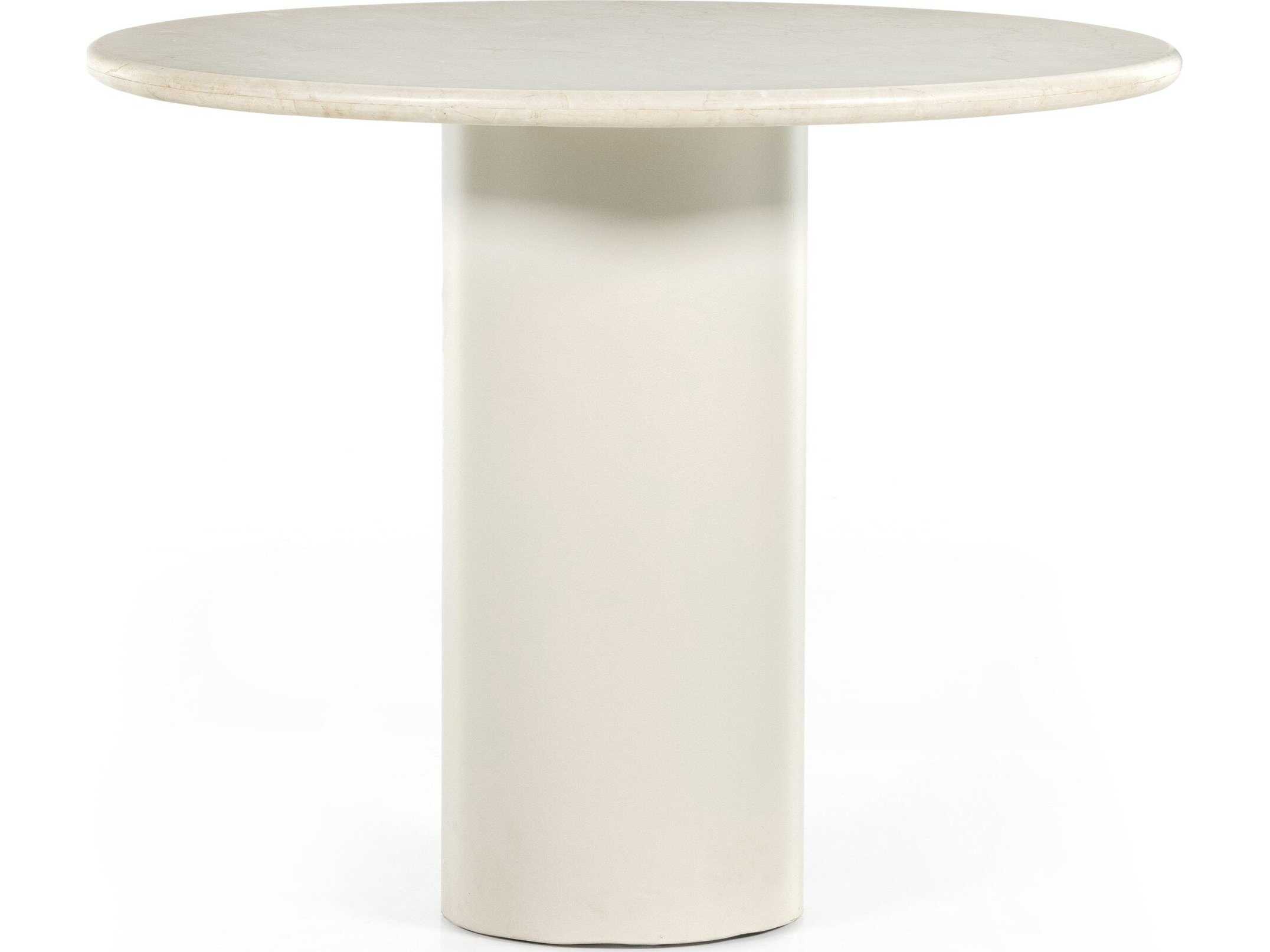 Four Hands Rockwell Belle Cream Marble Round Dining Table