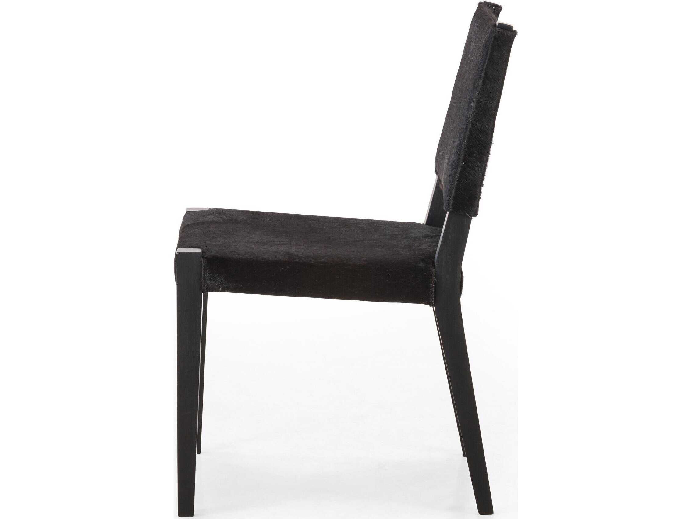Four Hands Caswell Villa Dark Hair on Hide Upholstered Beech Wood Dining Chair