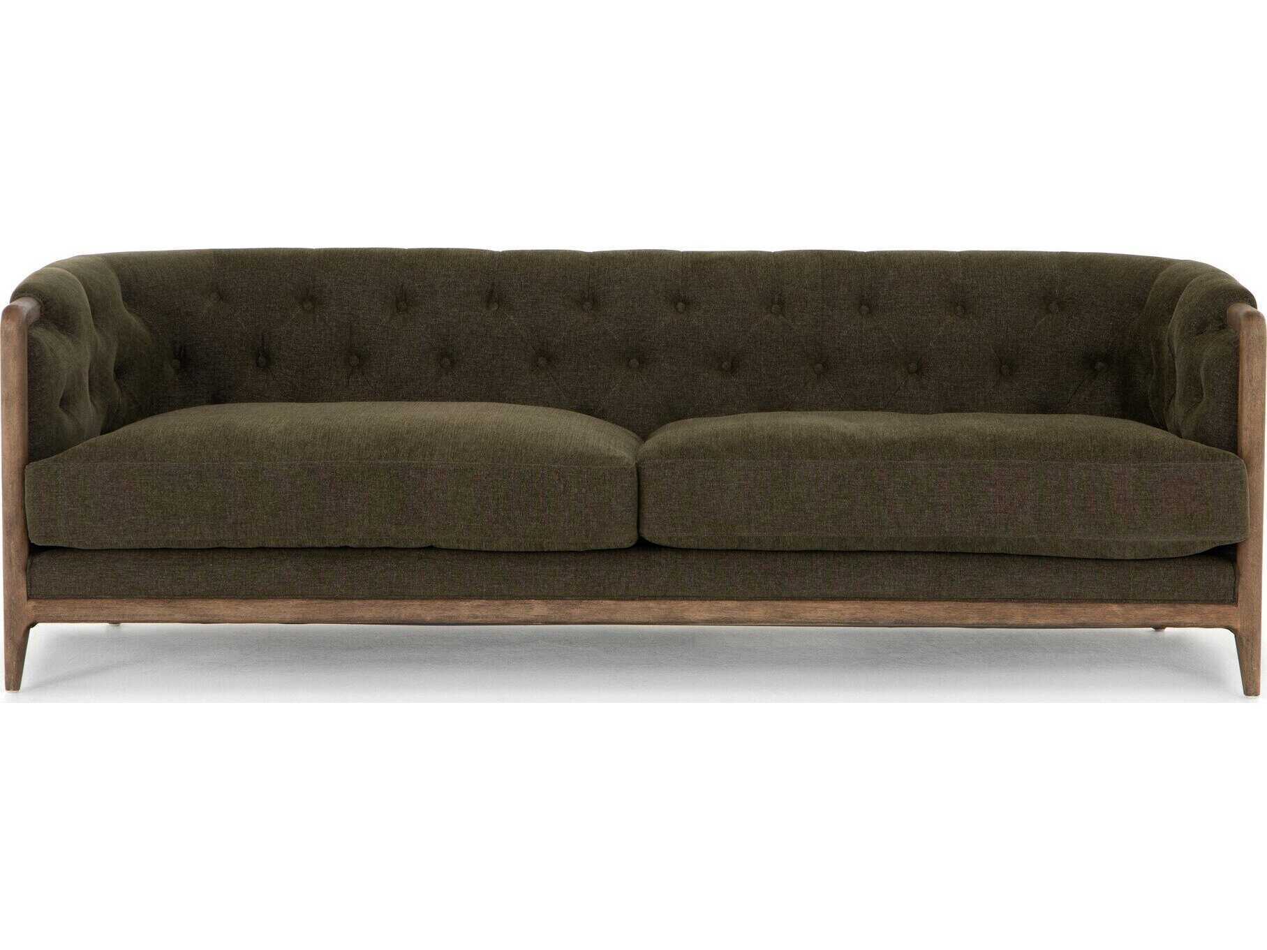 Four Hands Kensington Ellsworth Sutton Olive Distressed Natural Green Upholstered Sofa