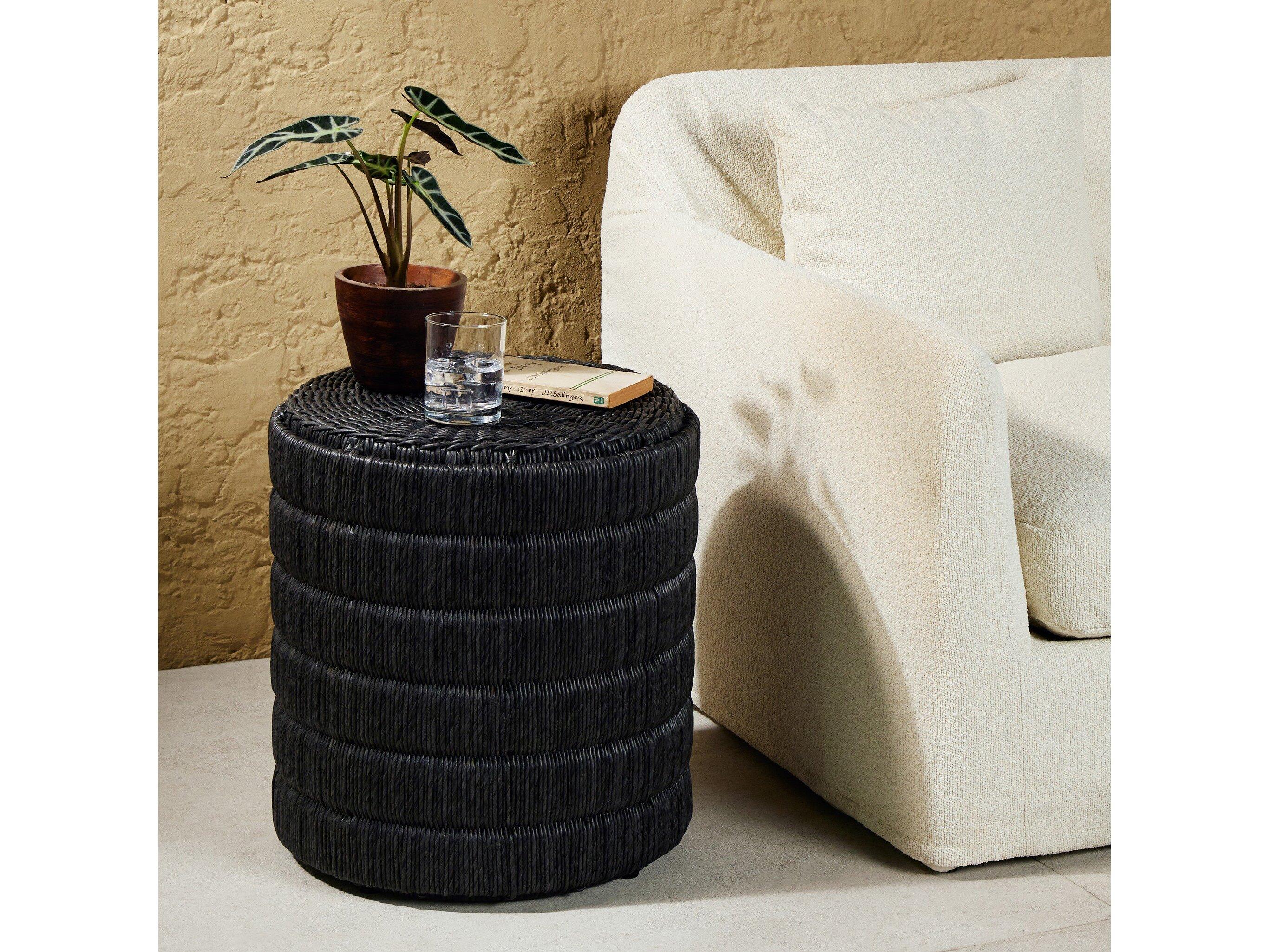 Four Hands Grass Roots Madura End Table-Vintage Coal