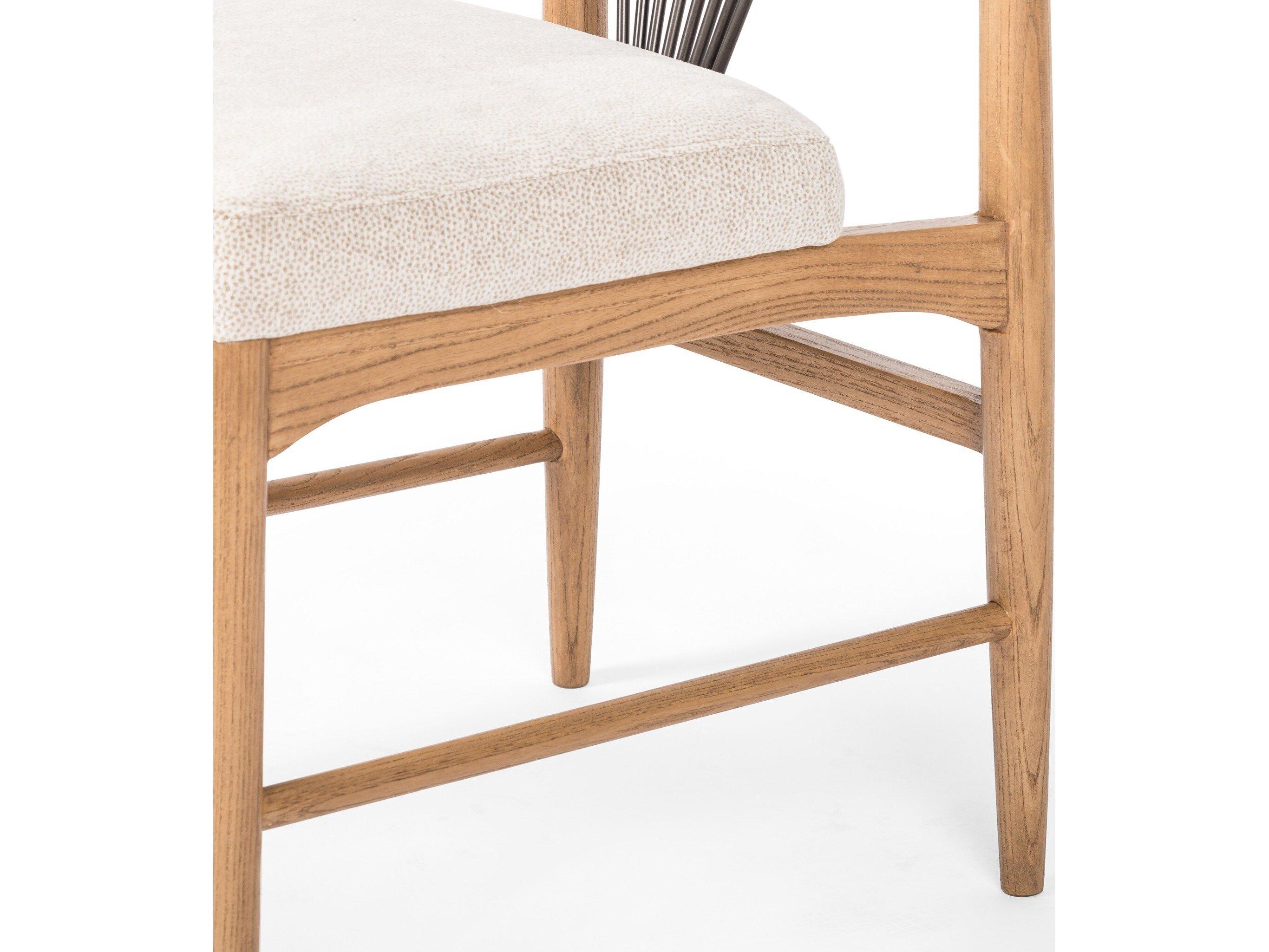 Four Hands Townsend Solene Solid Wood Brown Upholstered Side Dining Chair