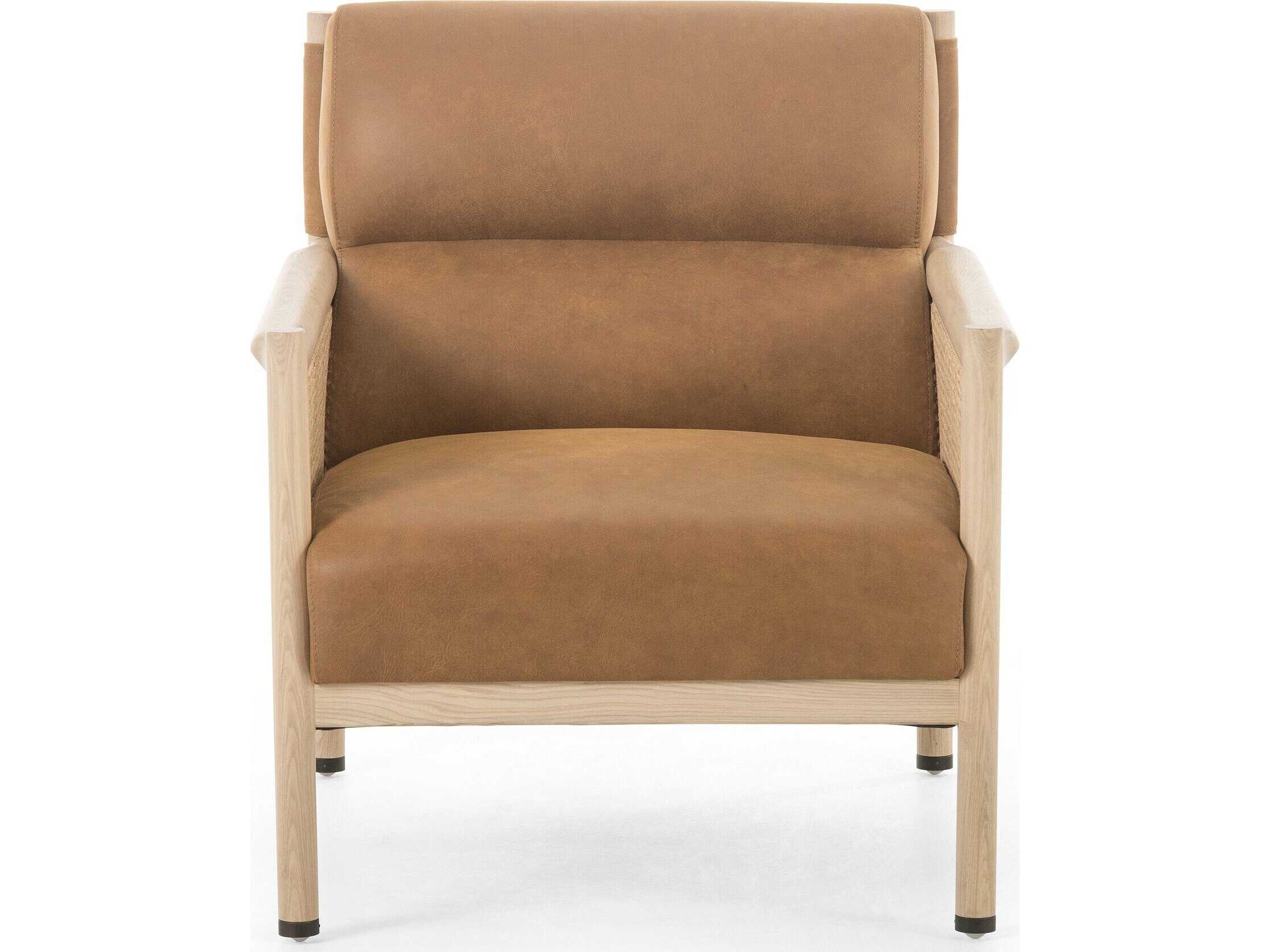 Four Hands Kensington Kempsey Brown Leather Accent Chair