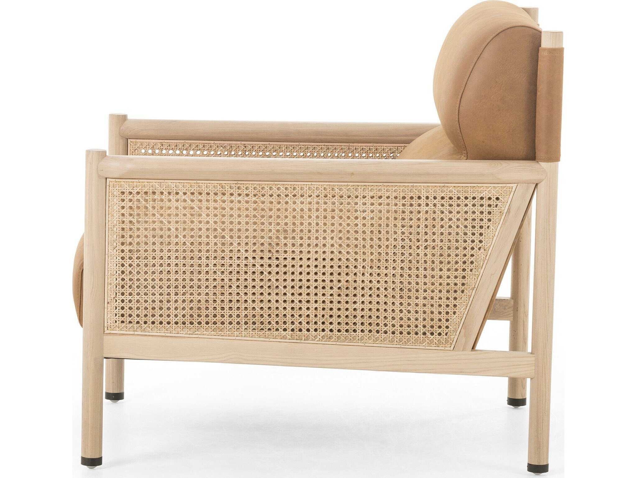 Four Hands Kensington Kempsey Brown Leather Accent Chair