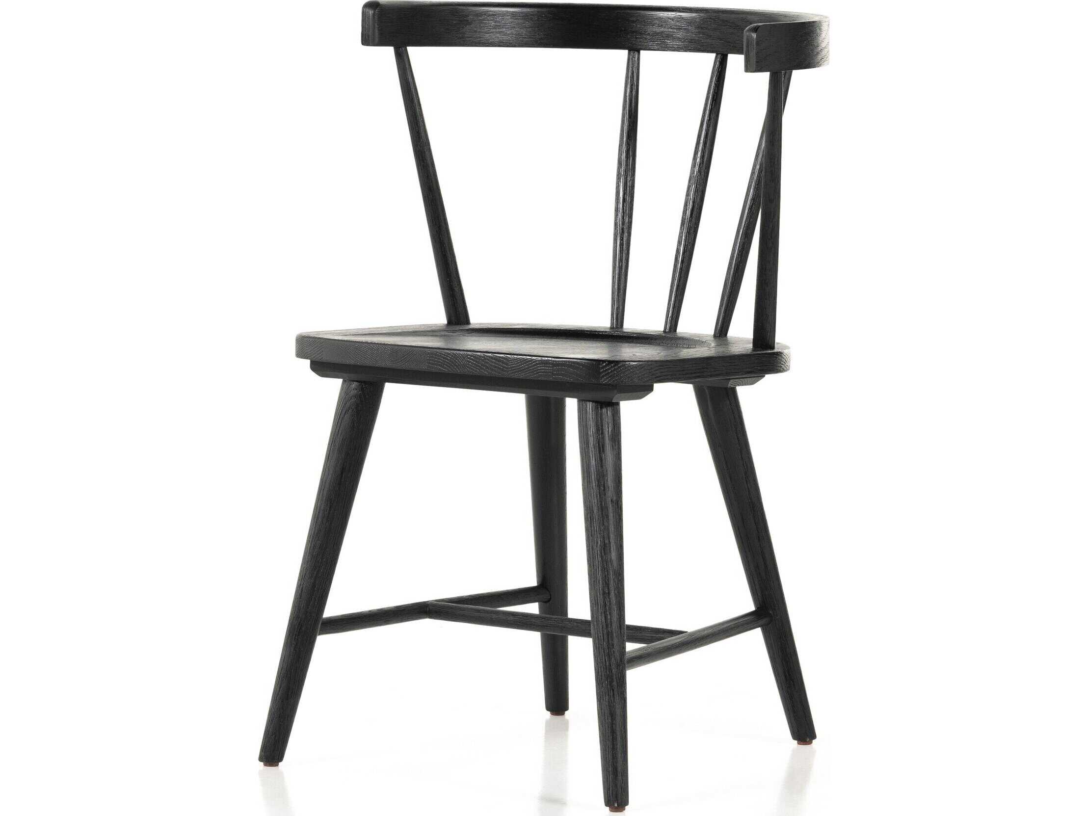 Four Hands Belfast Naples Black Oak  Wood Dining Chair