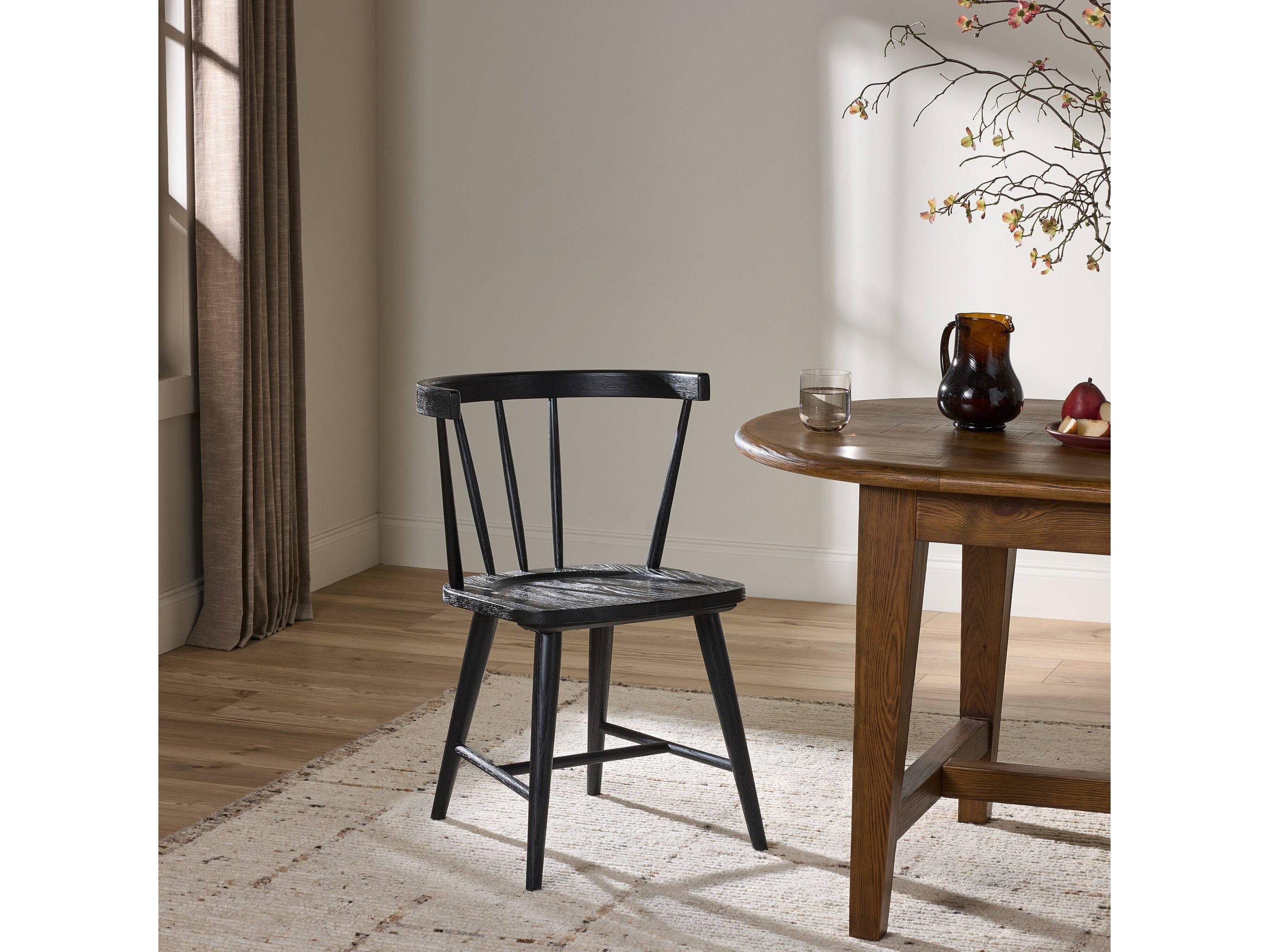 Four Hands Belfast Naples Black Oak  Wood Dining Chair