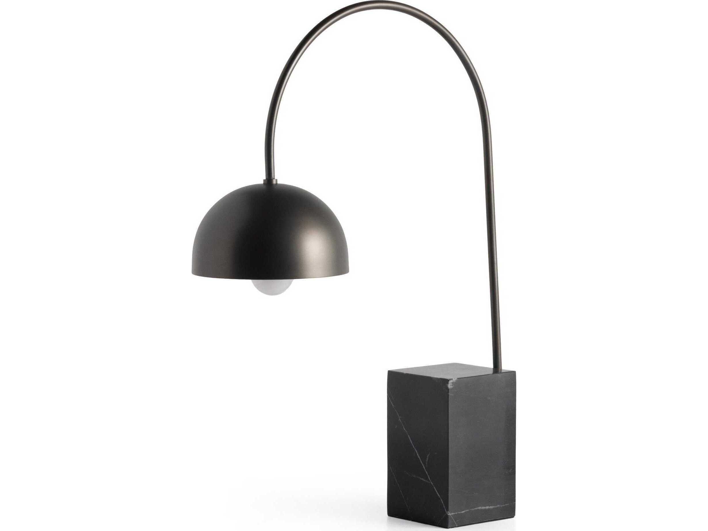 Four Hands Camden Black Marble Dark Antique Iron LED Buffet Lamp