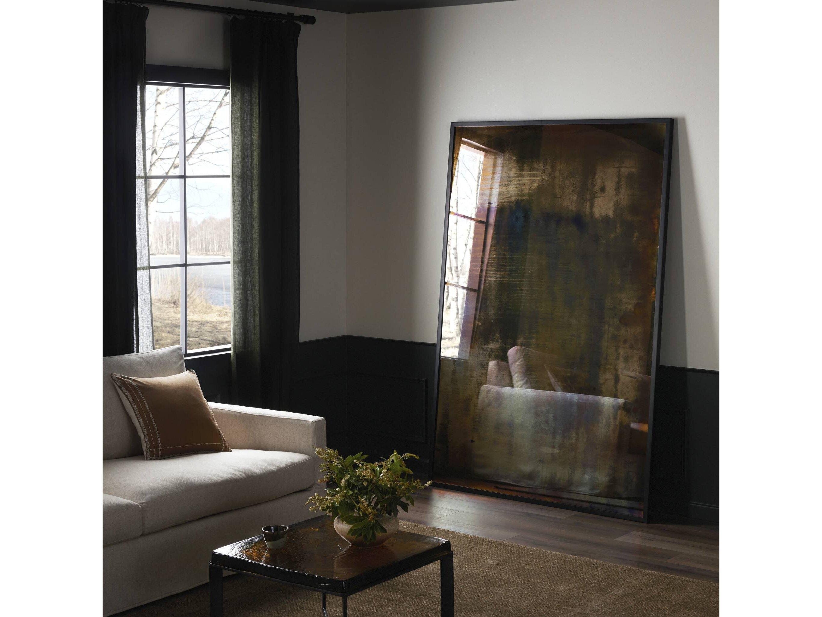 Four Hands Marlow Acid Iron Matte Black Rectangular Wash Floor Mirror