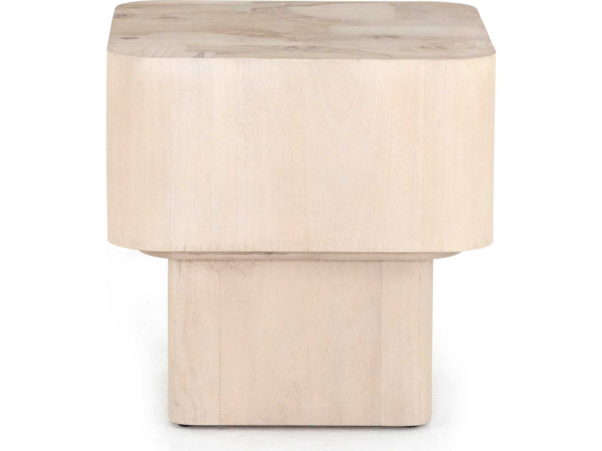 Four Hands Wesson Blanco Square Wood White Mahogany Bleached Burl End Table