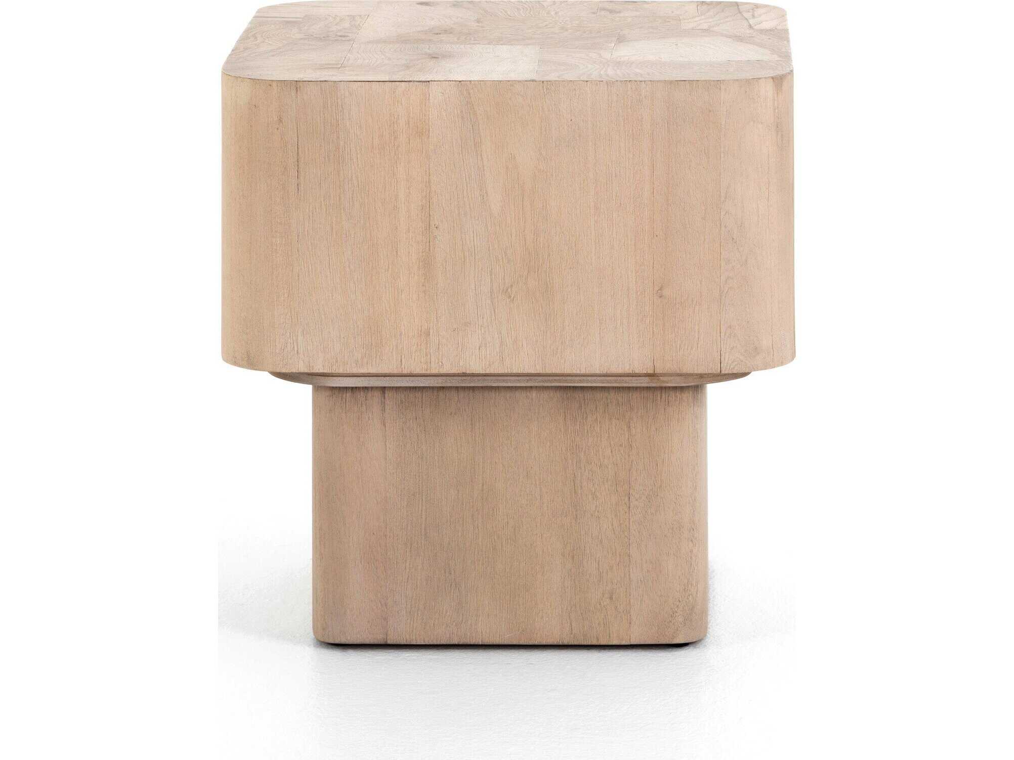 Four Hands Wesson Blanco Square Wood White Mahogany Bleached Burl End Table