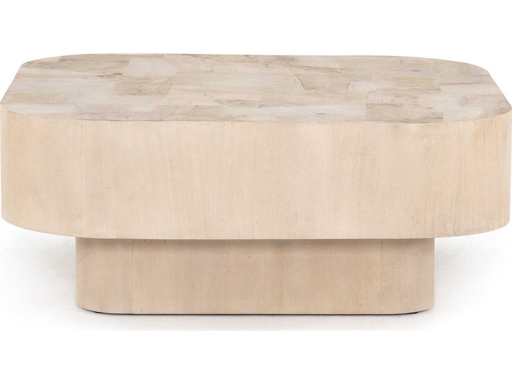 Four Hands Wesson Blanco Square Wood White Mahogany Bleached Burl Coffee Table