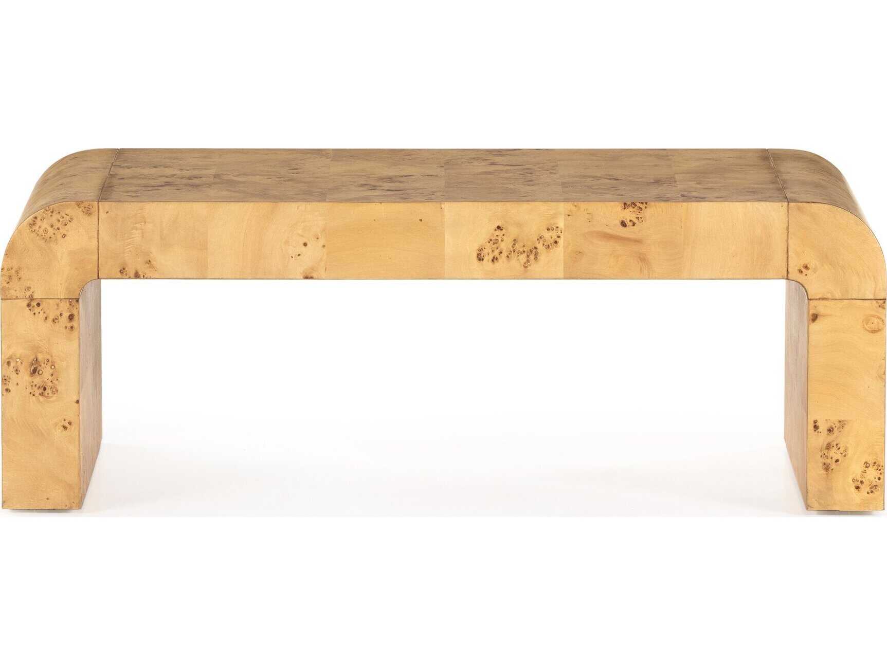 Four Hands Belfast Jenson Rectangular Wood Natural Poplar Burl Veneer Coffee Table