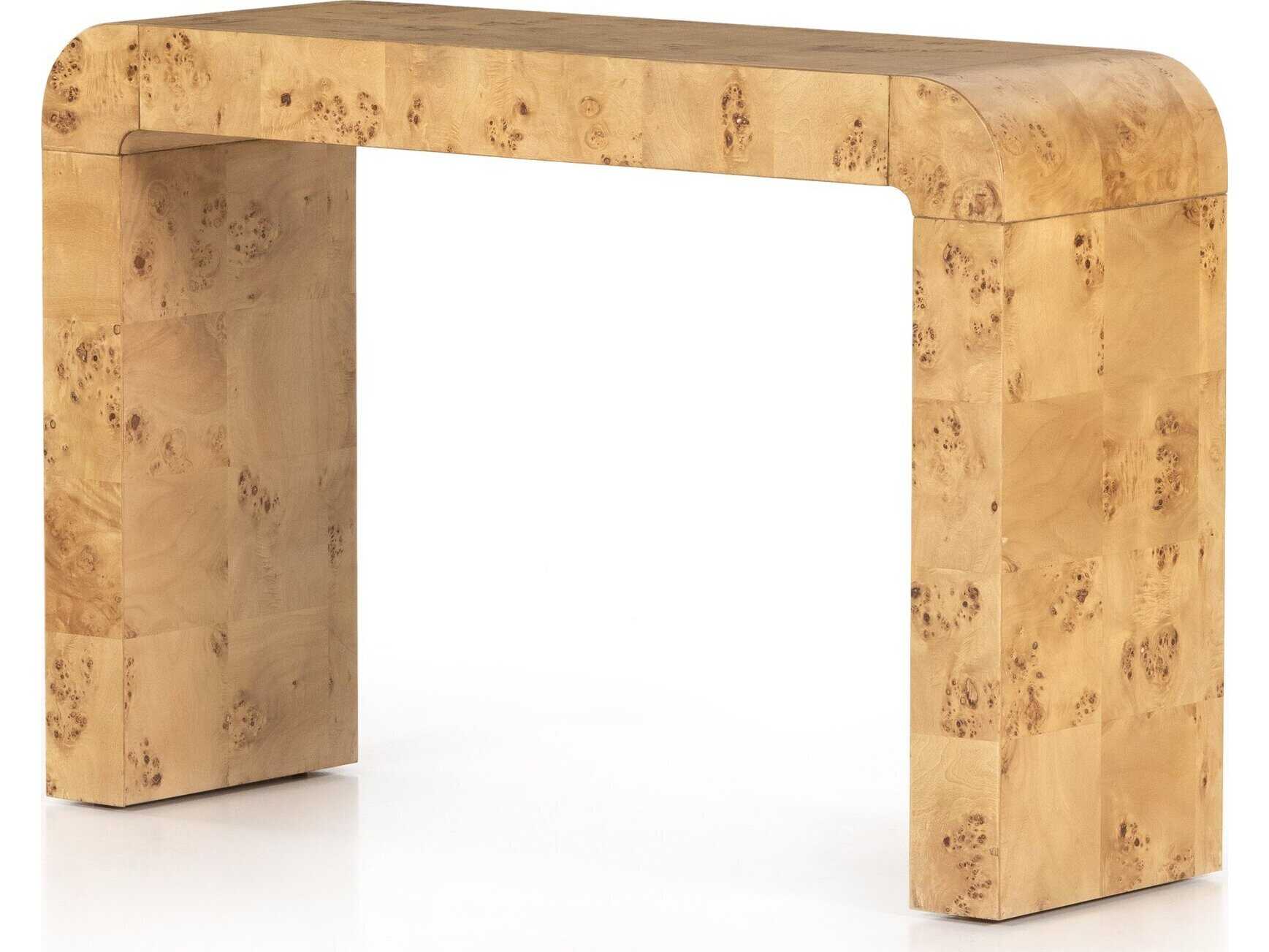 Four Hands Belfast Jenson Rectangular Wood Natural Poplar Burl Veneer Console Table