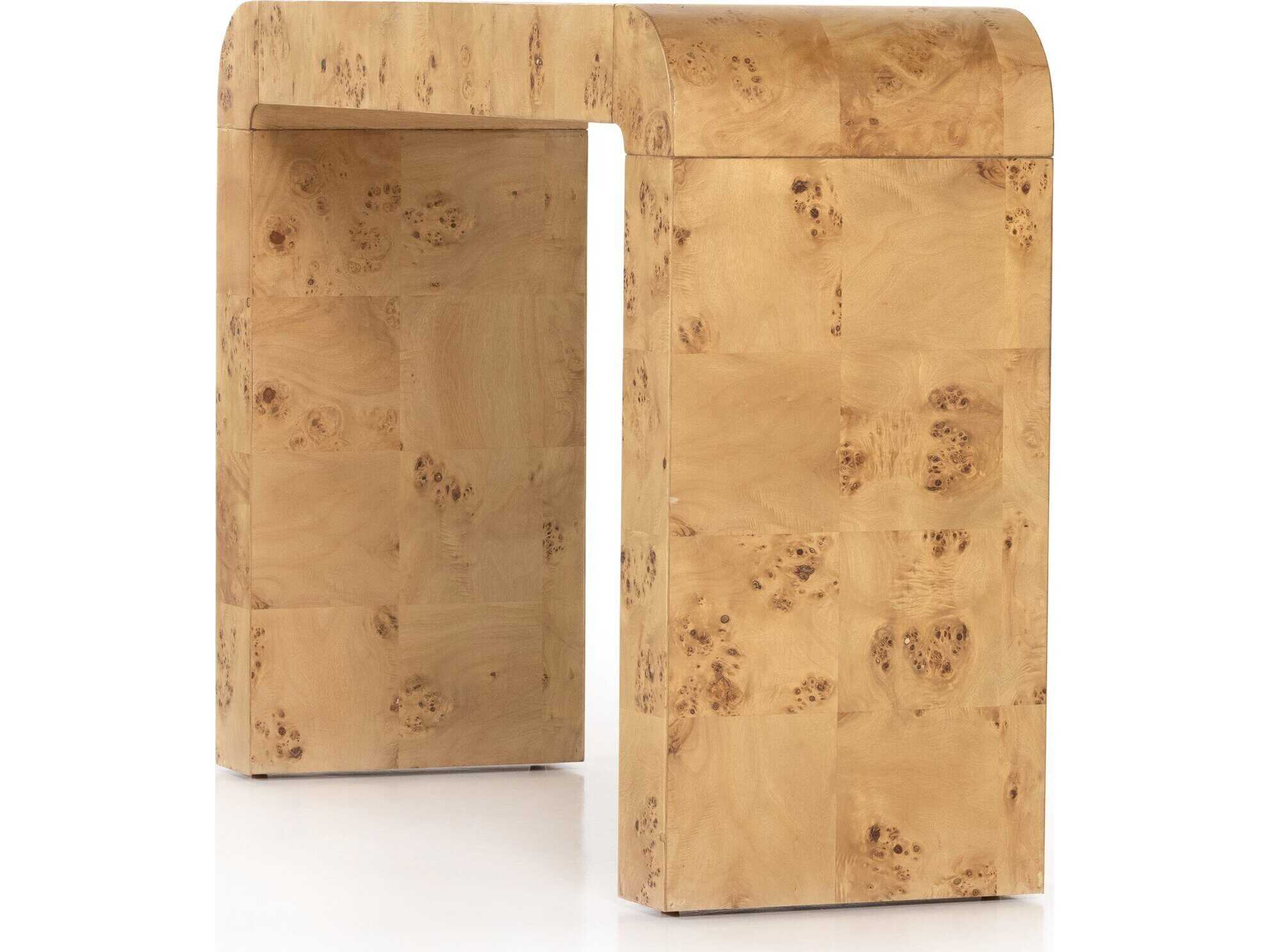 Four Hands Belfast Jenson Rectangular Wood Natural Poplar Burl Veneer Console Table