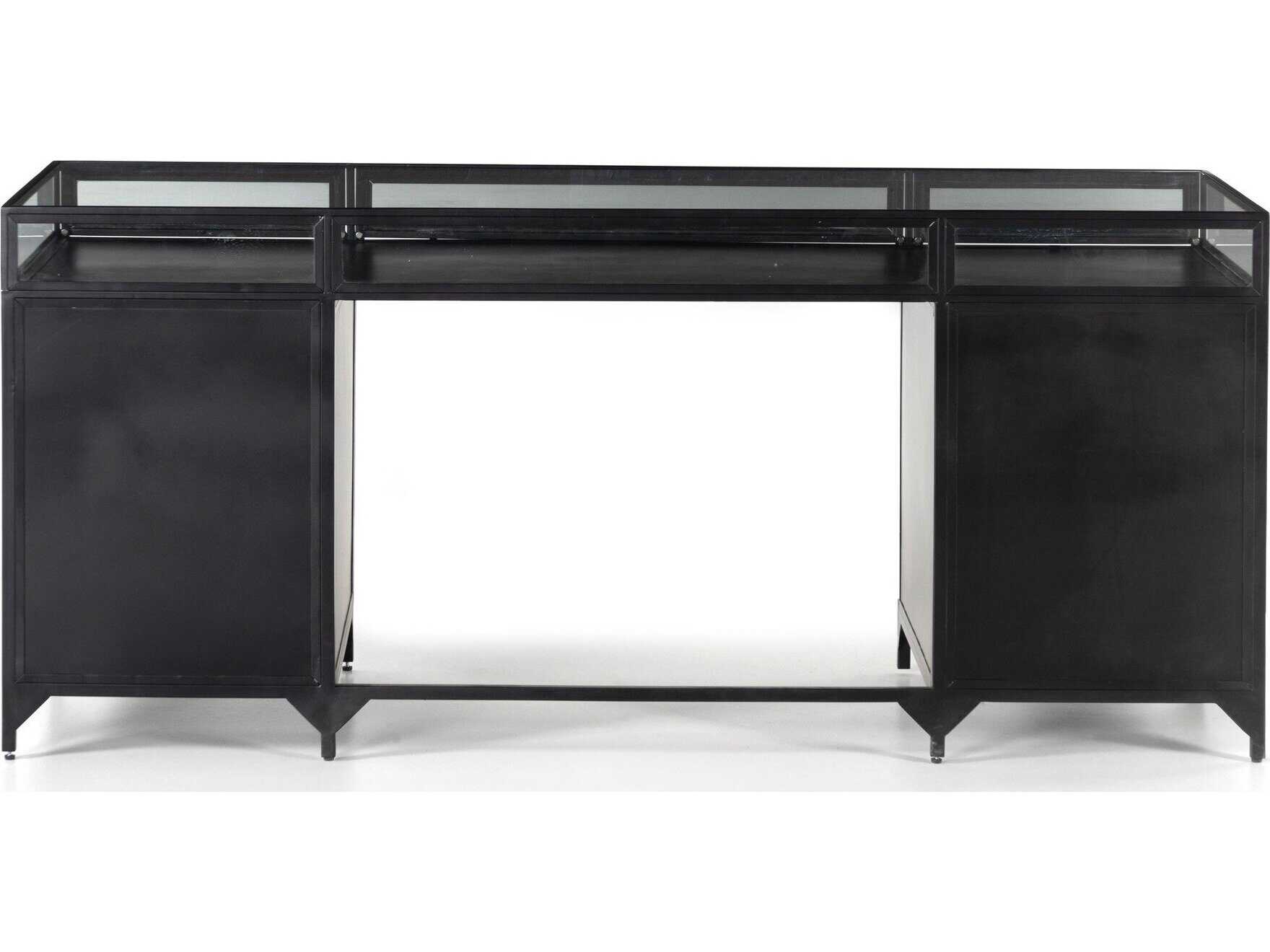 Luxecor Globetrotter Shadow Box Black Clear Glass Tempered Executive Desk