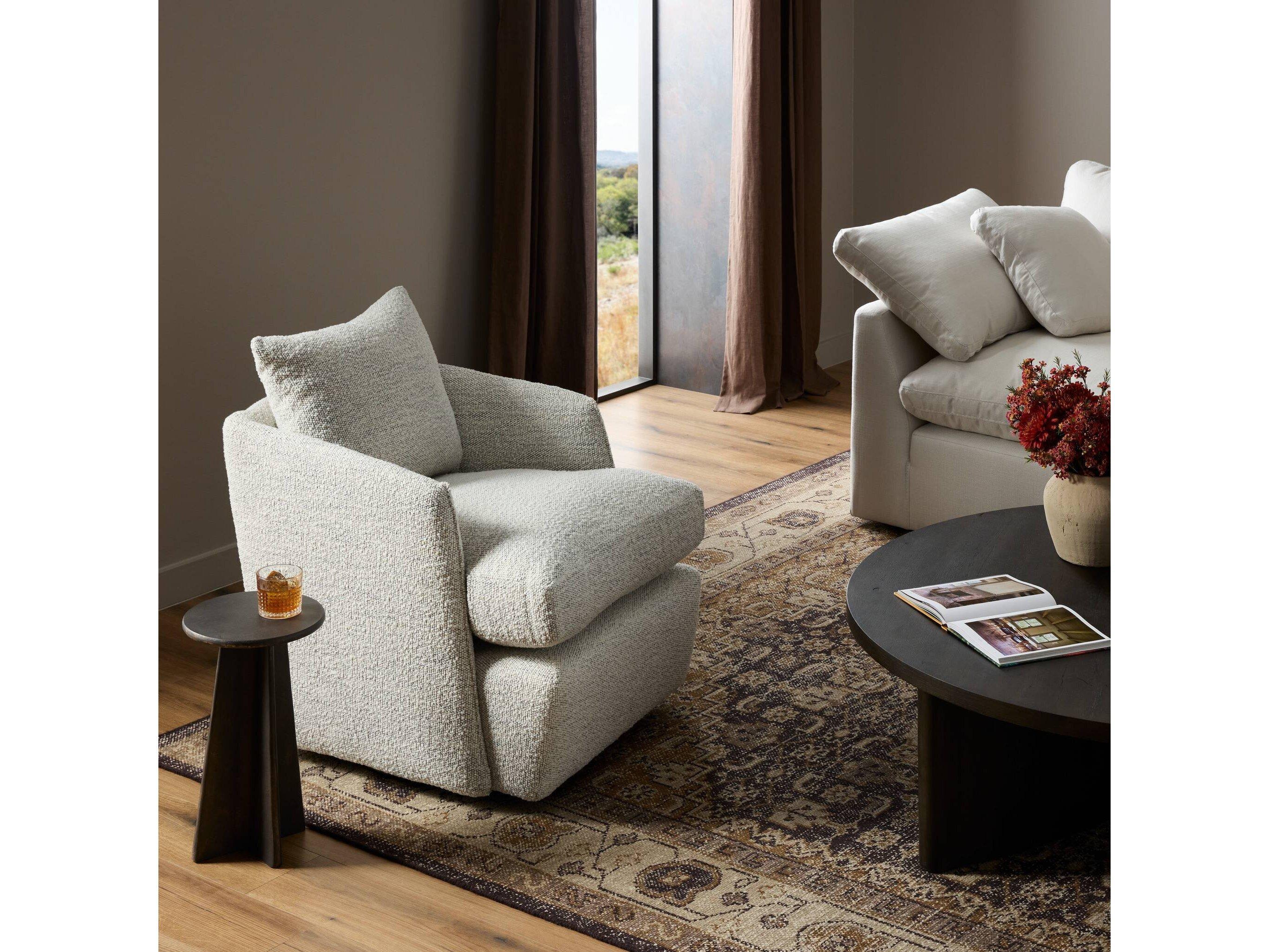 Four Hands Centrale Whittaker Swivel Gray Fabric Accent Chair