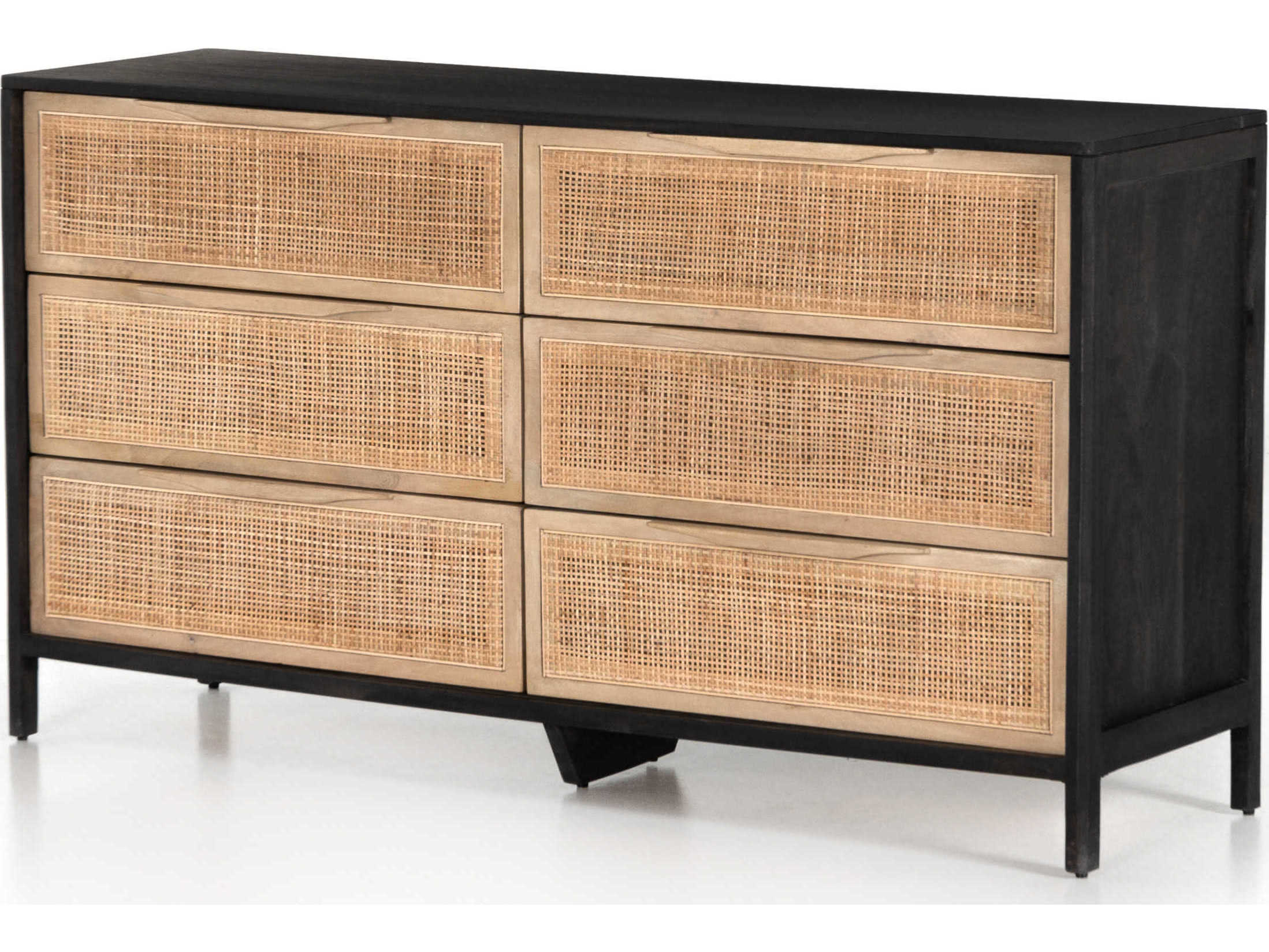 Four Hands Prescott Sydney 6-Drawers Black Mango Wood Double Dresser
