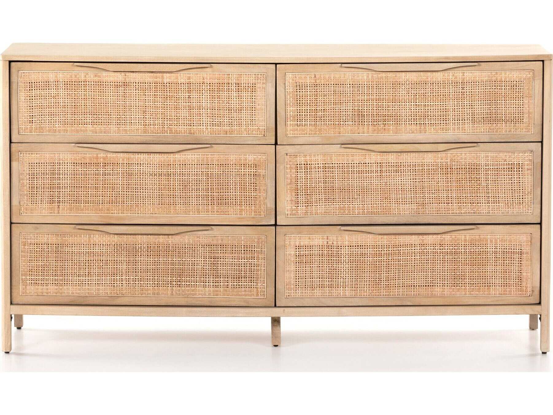 Four Hands Prescott Sydney Natural Cane 6 Drawer Dresser
