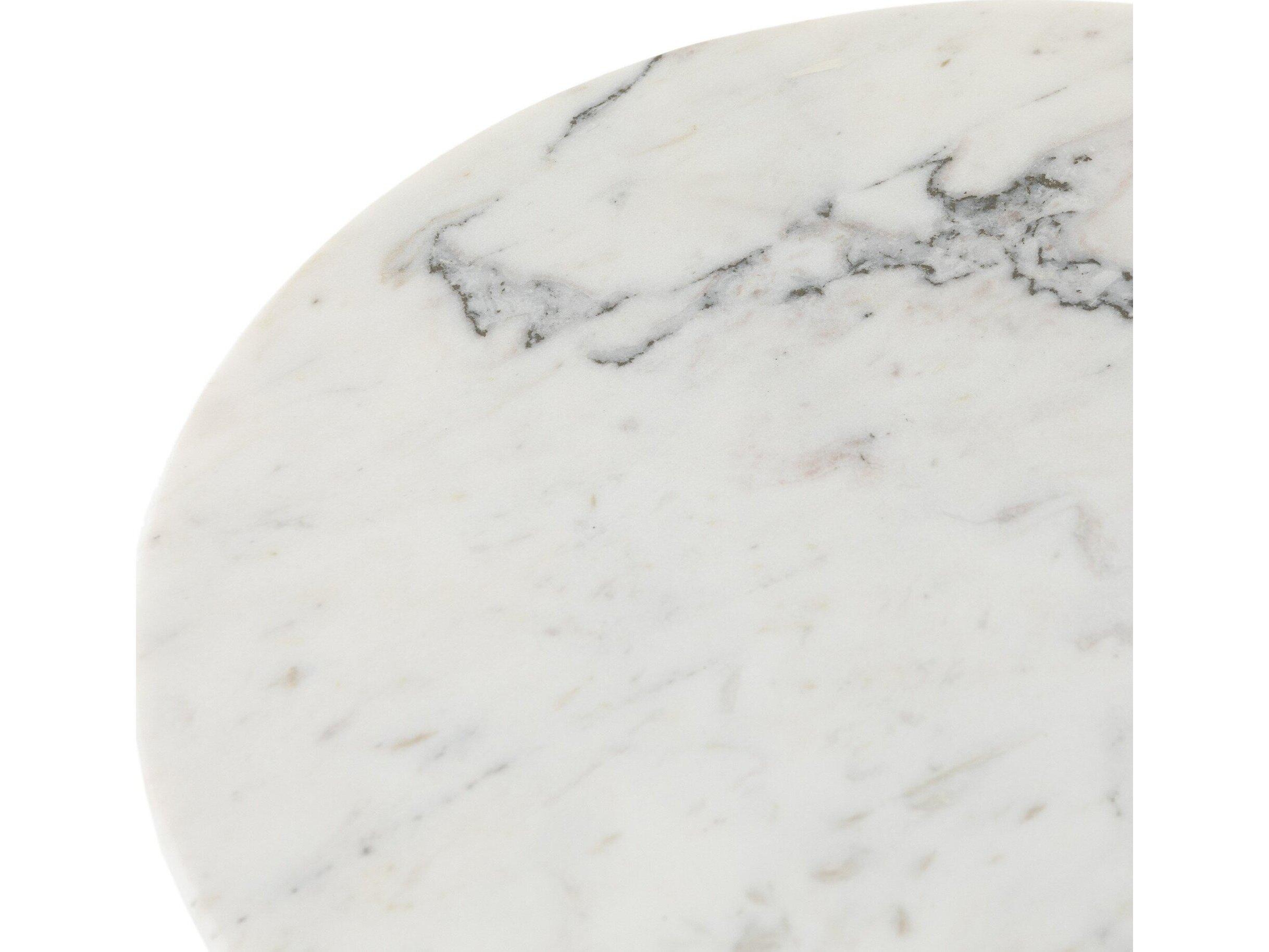 Four Hands Asher Armon Round Ombre Antique Brass Charcoal And White Marble End Table