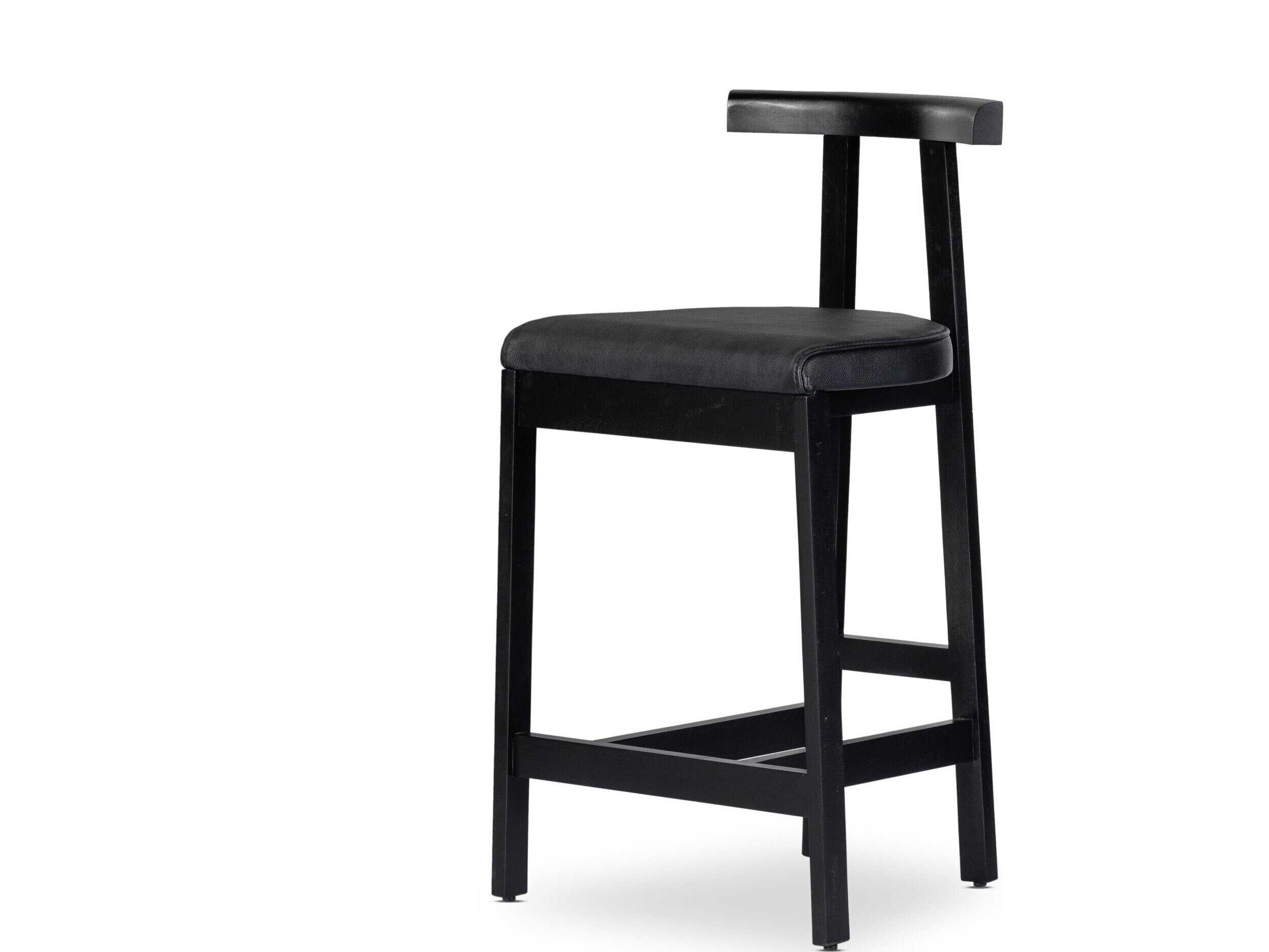 Four Hands Sevilla Tex Black Leather  Counter Stool