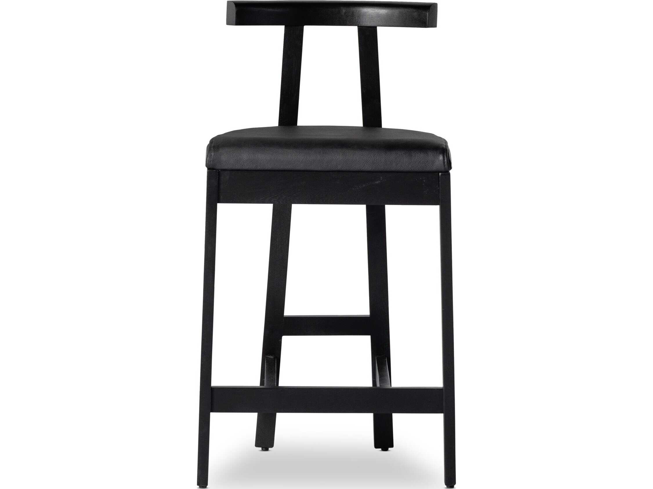 Four Hands Sevilla Tex Black Leather  Counter Stool