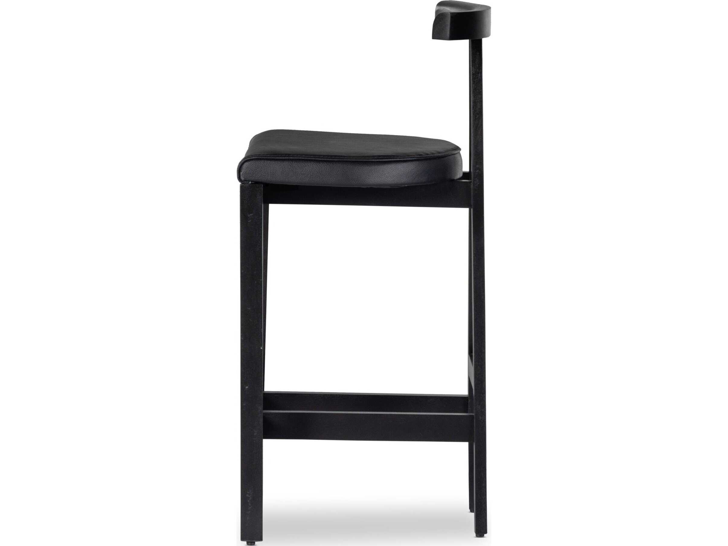 Four Hands Sevilla Tex Black Leather  Bar Stool