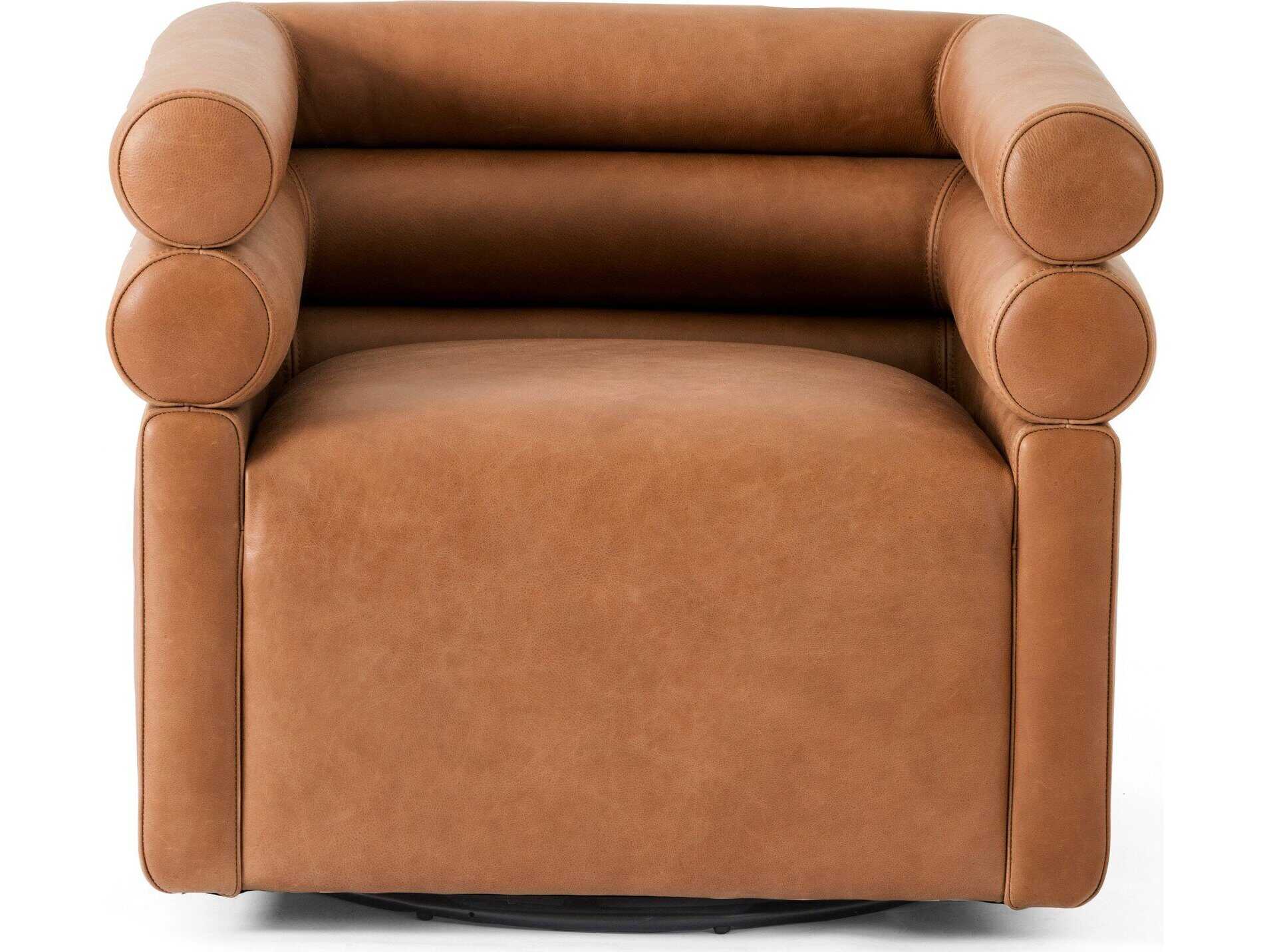 Four Hands Grayson Evie Palermo Cognac Leather Swivel Chair