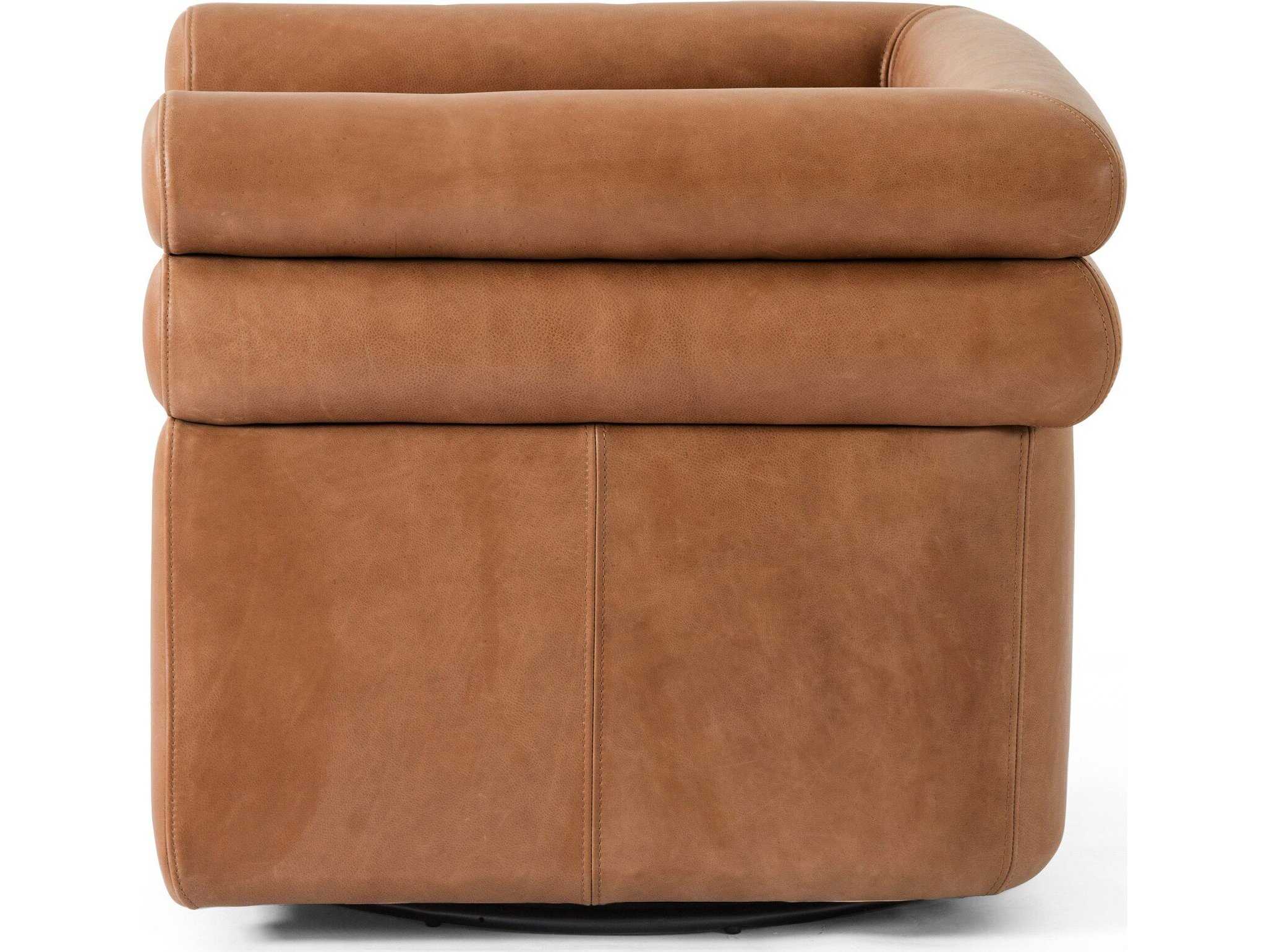 Four Hands Grayson Evie Palermo Cognac Leather Swivel Chair