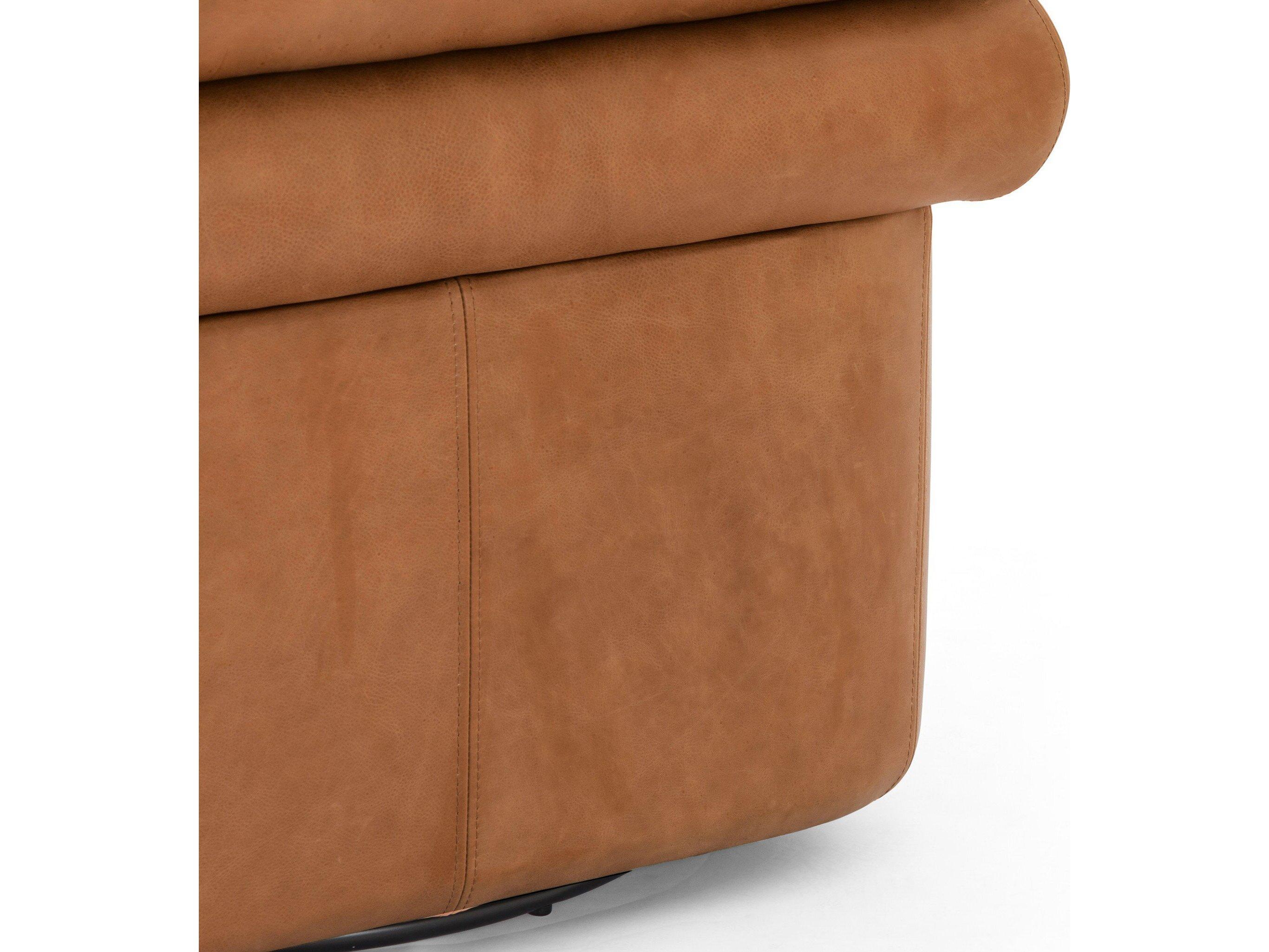 Four Hands Grayson Evie Palermo Cognac Leather Swivel Chair