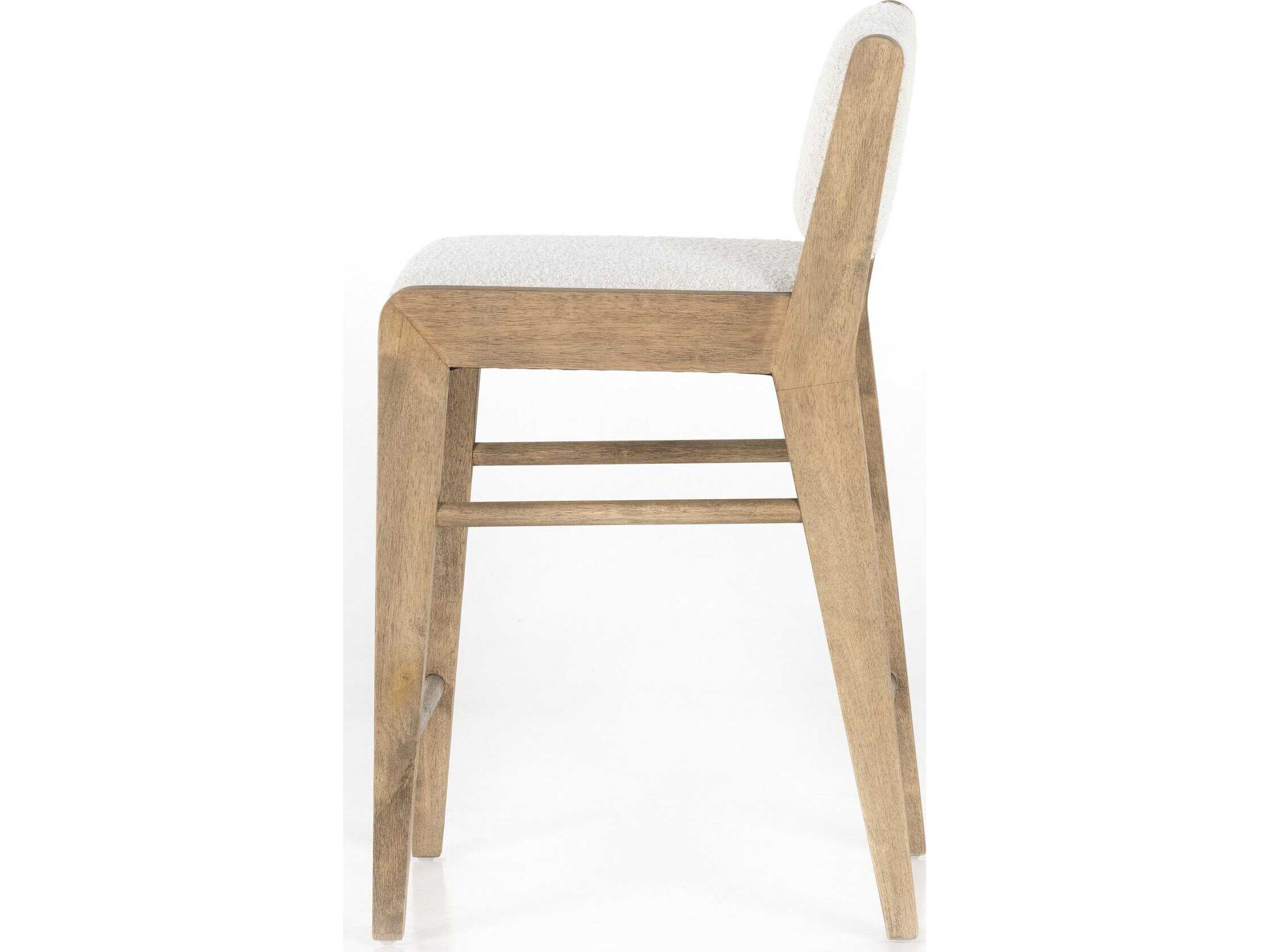 Four Hands Irondale Charon Upholstered Solid Wood Knoll Natural Weathered Drift Counter Stool